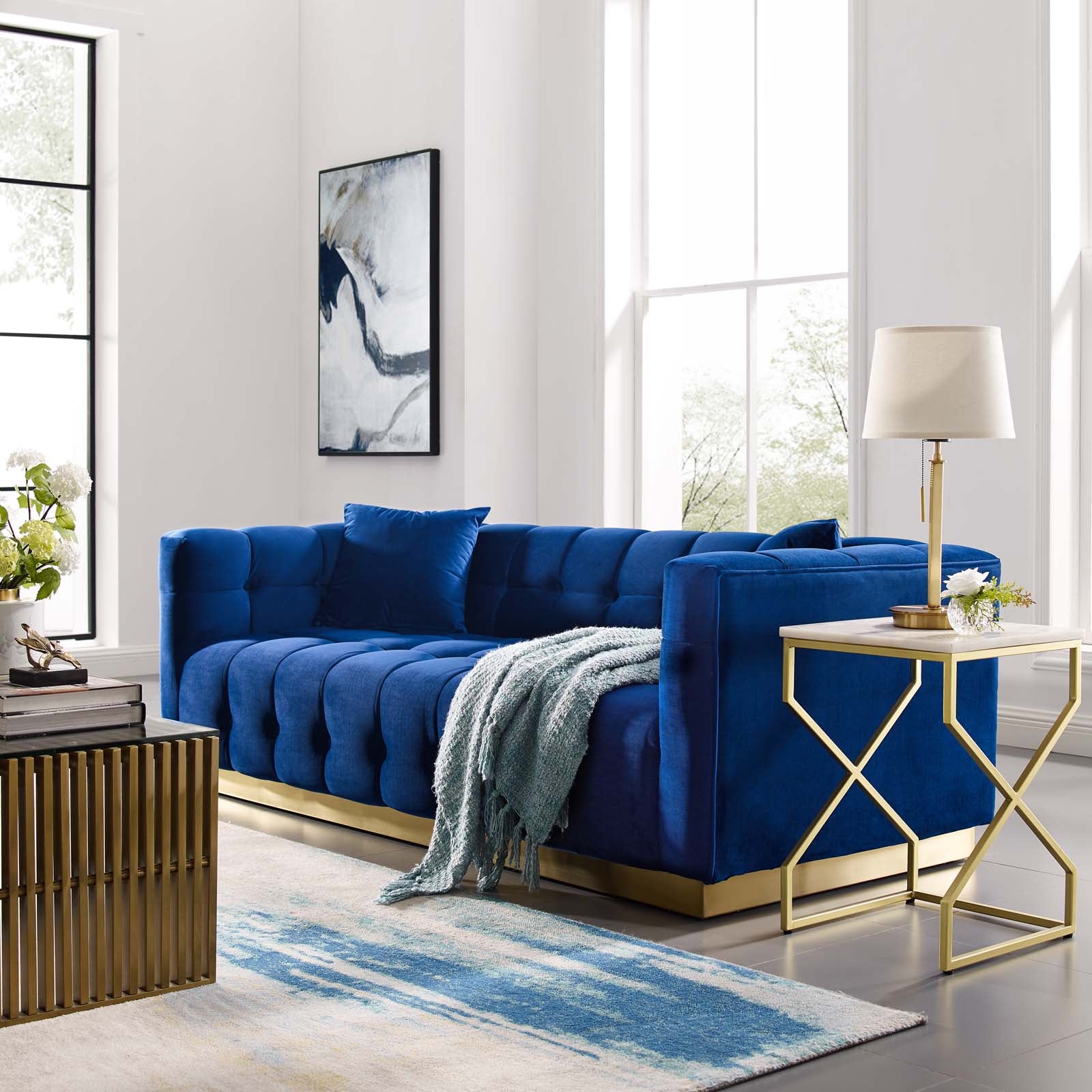 Vivacious Biscuit Tufted Performance Velvet Sofa - East Shore Modern Home Furnishings