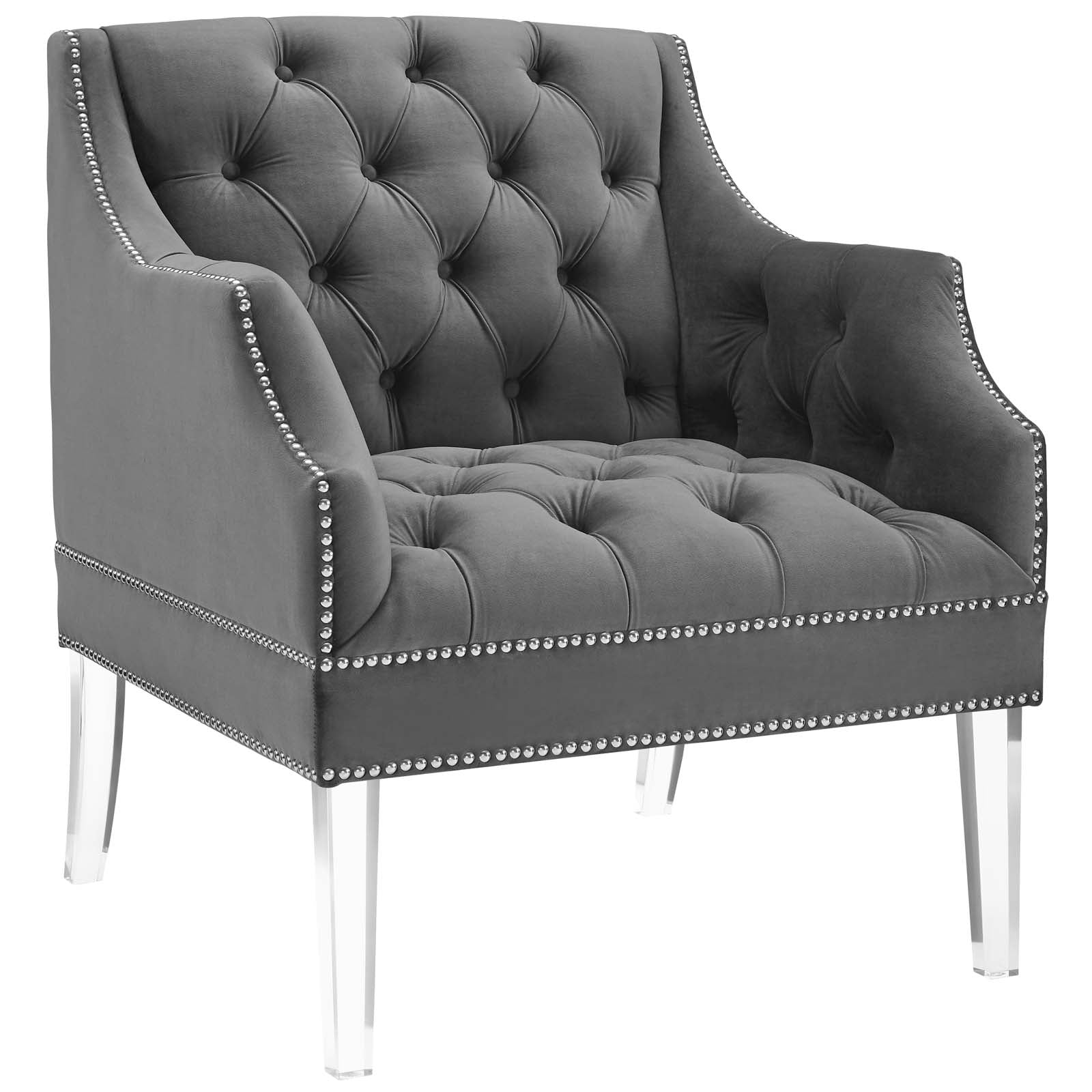 Proverbial Tufted Button Accent Performance Velvet Armchair - East Shore Modern Home Furnishings