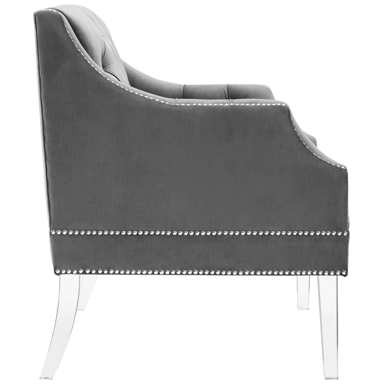 Proverbial Tufted Button Accent Performance Velvet Armchair - East Shore Modern Home Furnishings