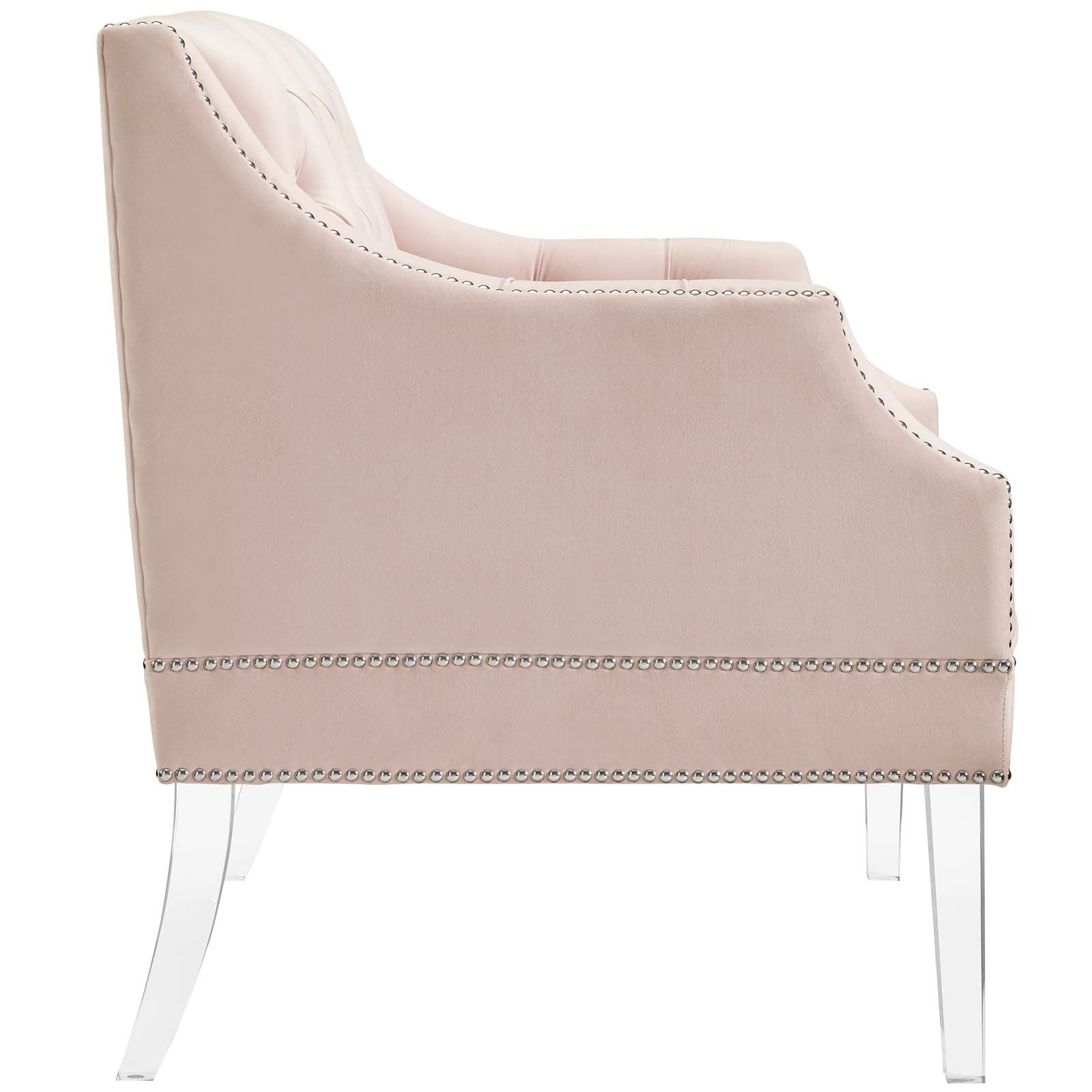 Proverbial Tufted Button Accent Performance Velvet Armchair - East Shore Modern Home Furnishings