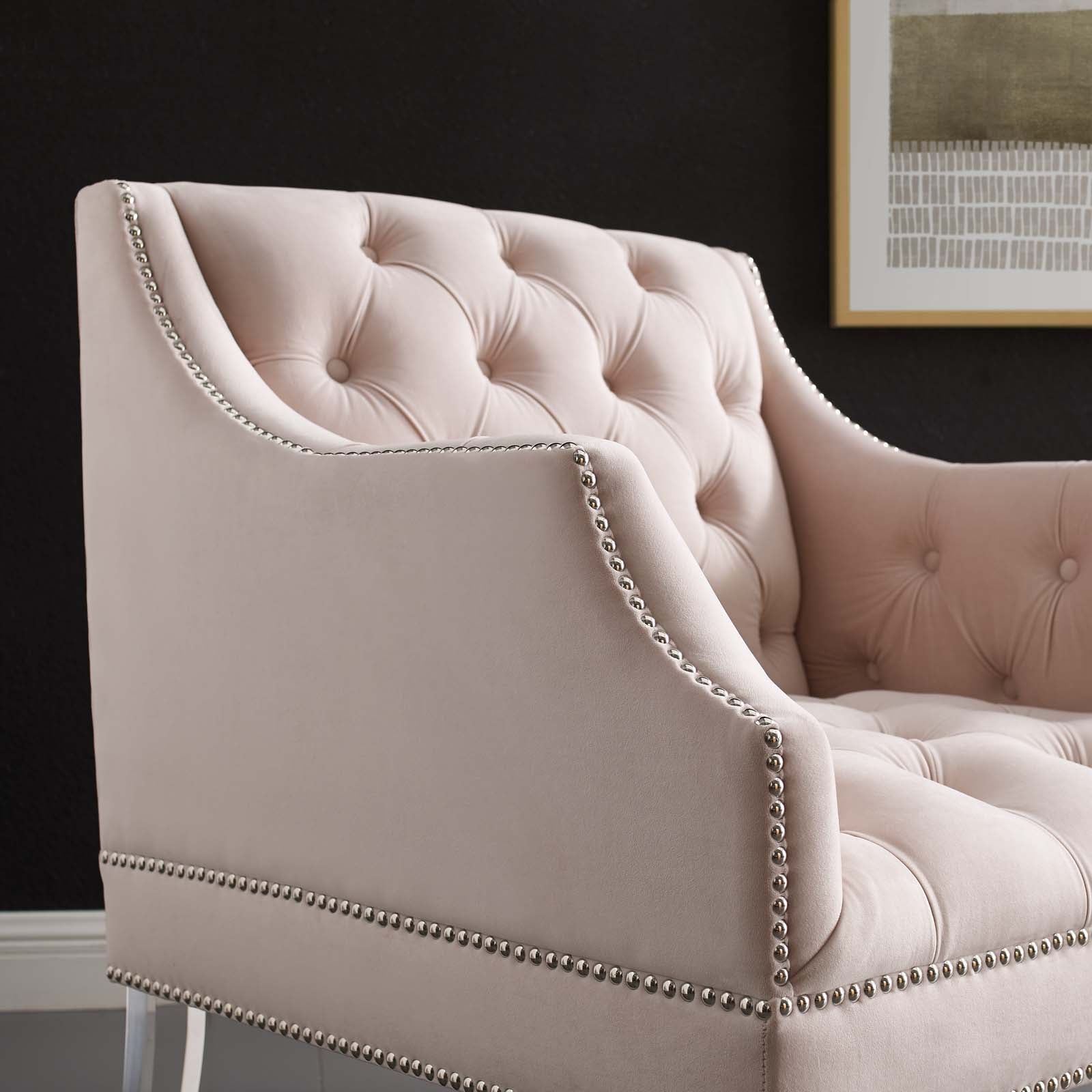 Proverbial Tufted Button Accent Performance Velvet Armchair - East Shore Modern Home Furnishings