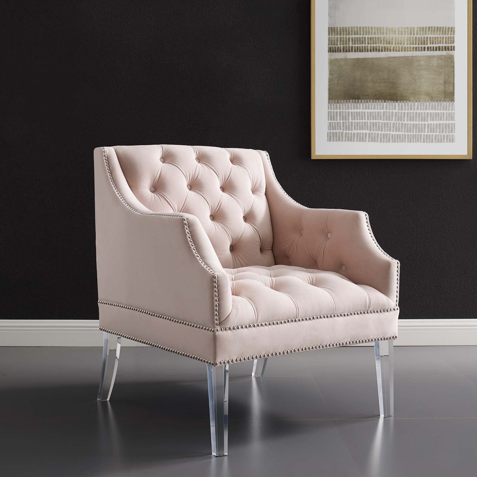 Proverbial Tufted Button Accent Performance Velvet Armchair - East Shore Modern Home Furnishings