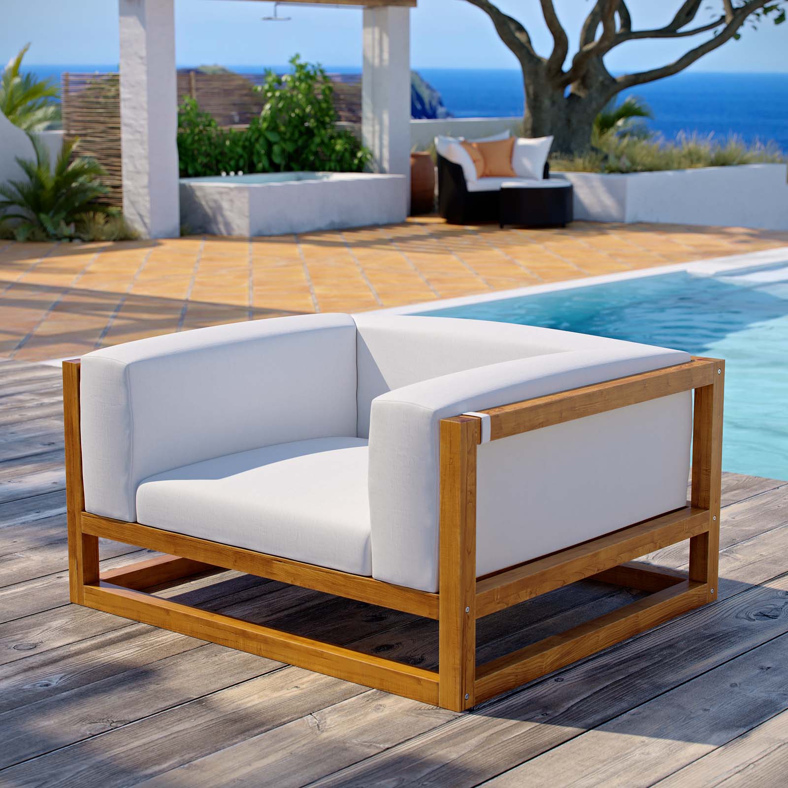 Newbury Accent Lounge Outdoor Patio Premium Grade A Teak Wood Armchair