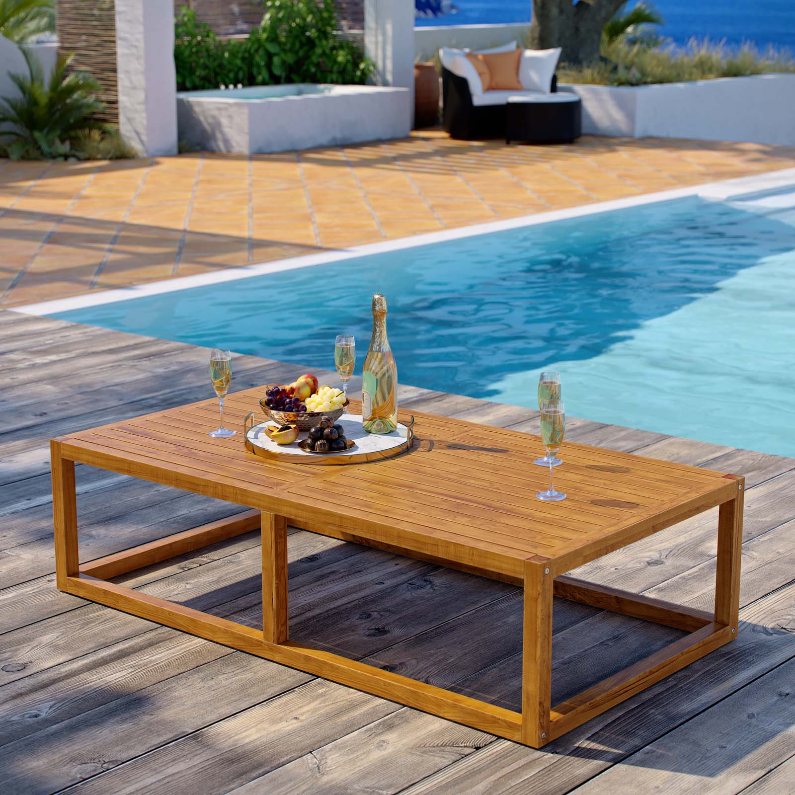 Newbury Outdoor Patio Premium Grade A Teak Wood Coffee Table - East Shore Modern Home Furnishings