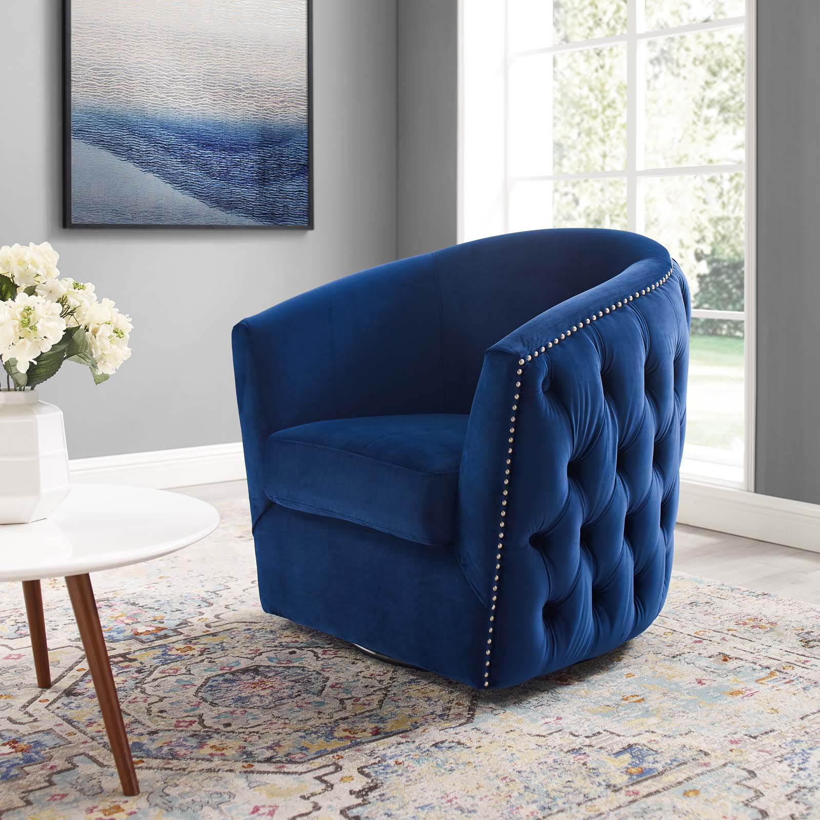 Rogue Swivel Performance Velvet Armchair - East Shore Modern Home Furnishings