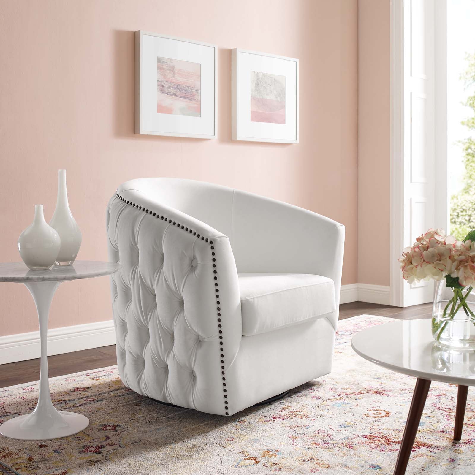 Rogue Swivel Performance Velvet Armchair - East Shore Modern Home Furnishings