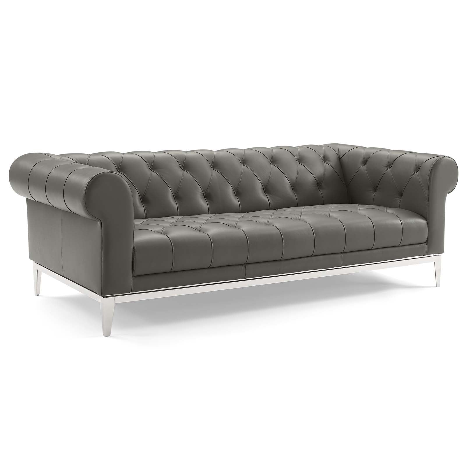 Idyll Tufted Button Upholstered Leather Chesterfield Sofa - East Shore Modern Home Furnishings