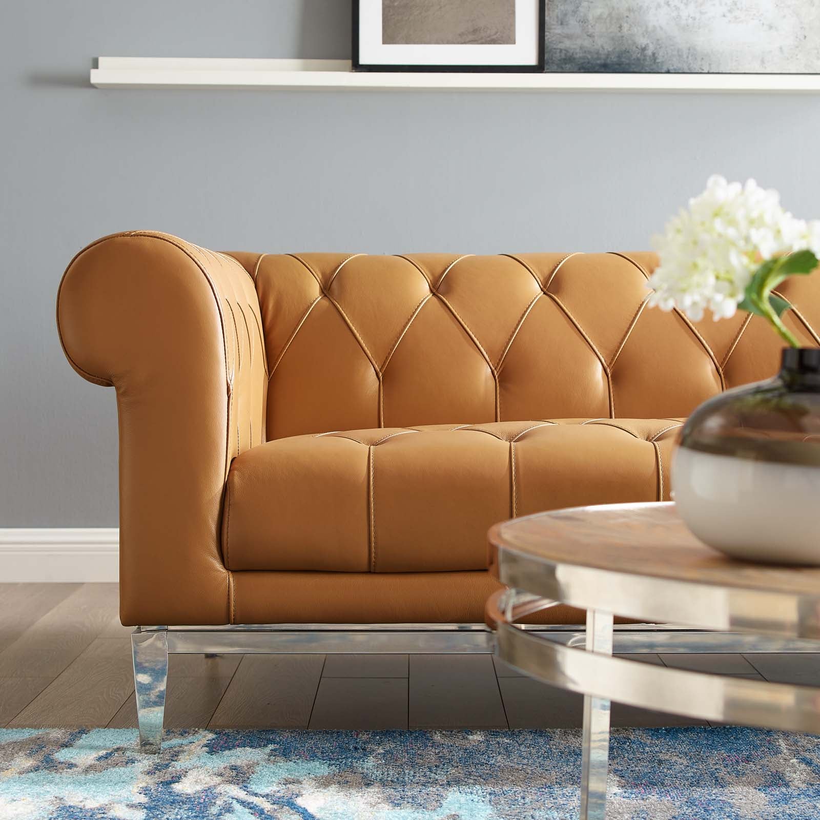 Idyll Tufted Button Upholstered Leather Chesterfield Sofa - East Shore Modern Home Furnishings