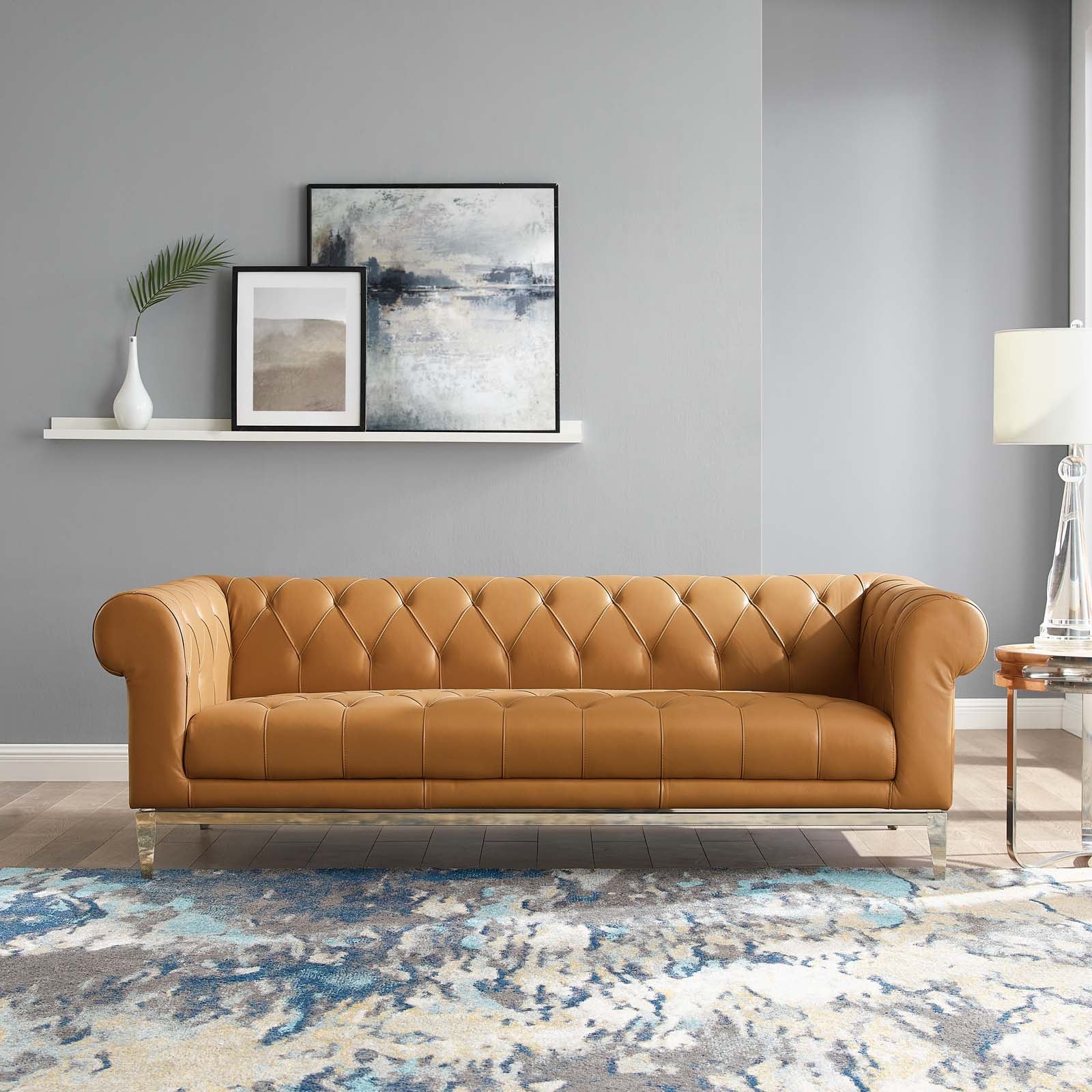 Idyll Tufted Button Upholstered Leather Chesterfield Sofa - East Shore Modern Home Furnishings