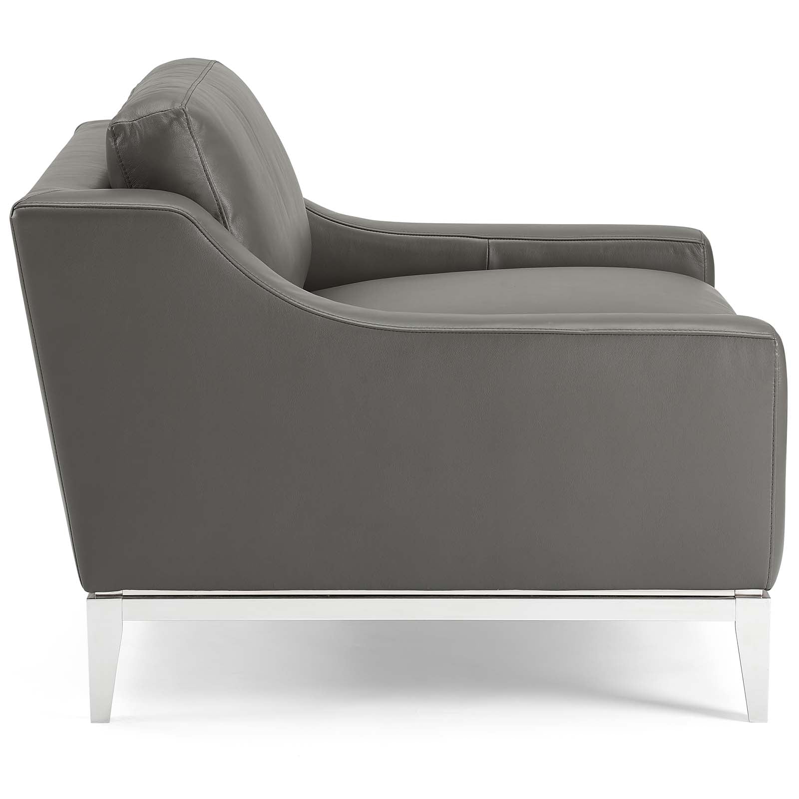 Harness Stainless Steel Base Leather Armchair - East Shore Modern Home Furnishings