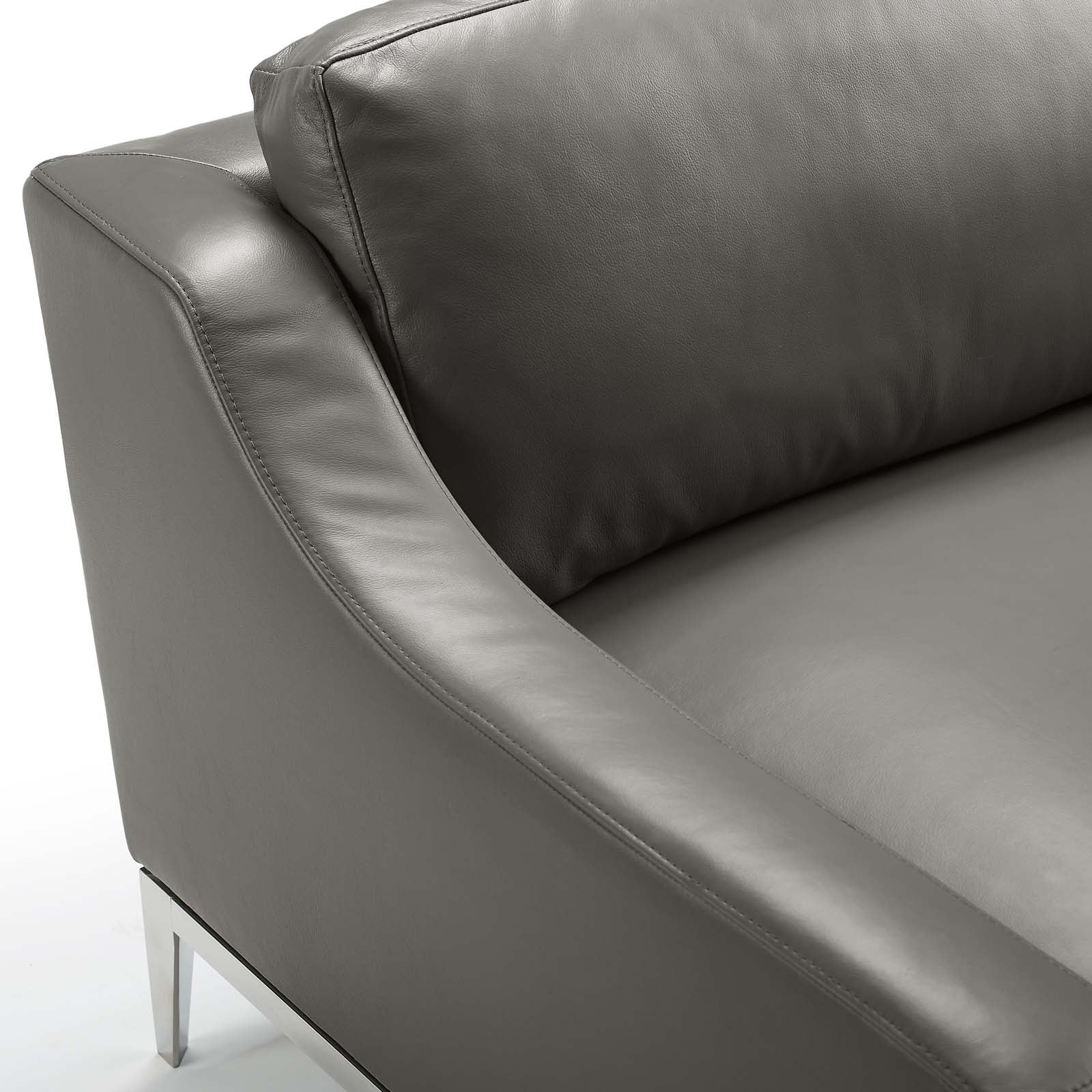 Harness Stainless Steel Base Leather Armchair - East Shore Modern Home Furnishings