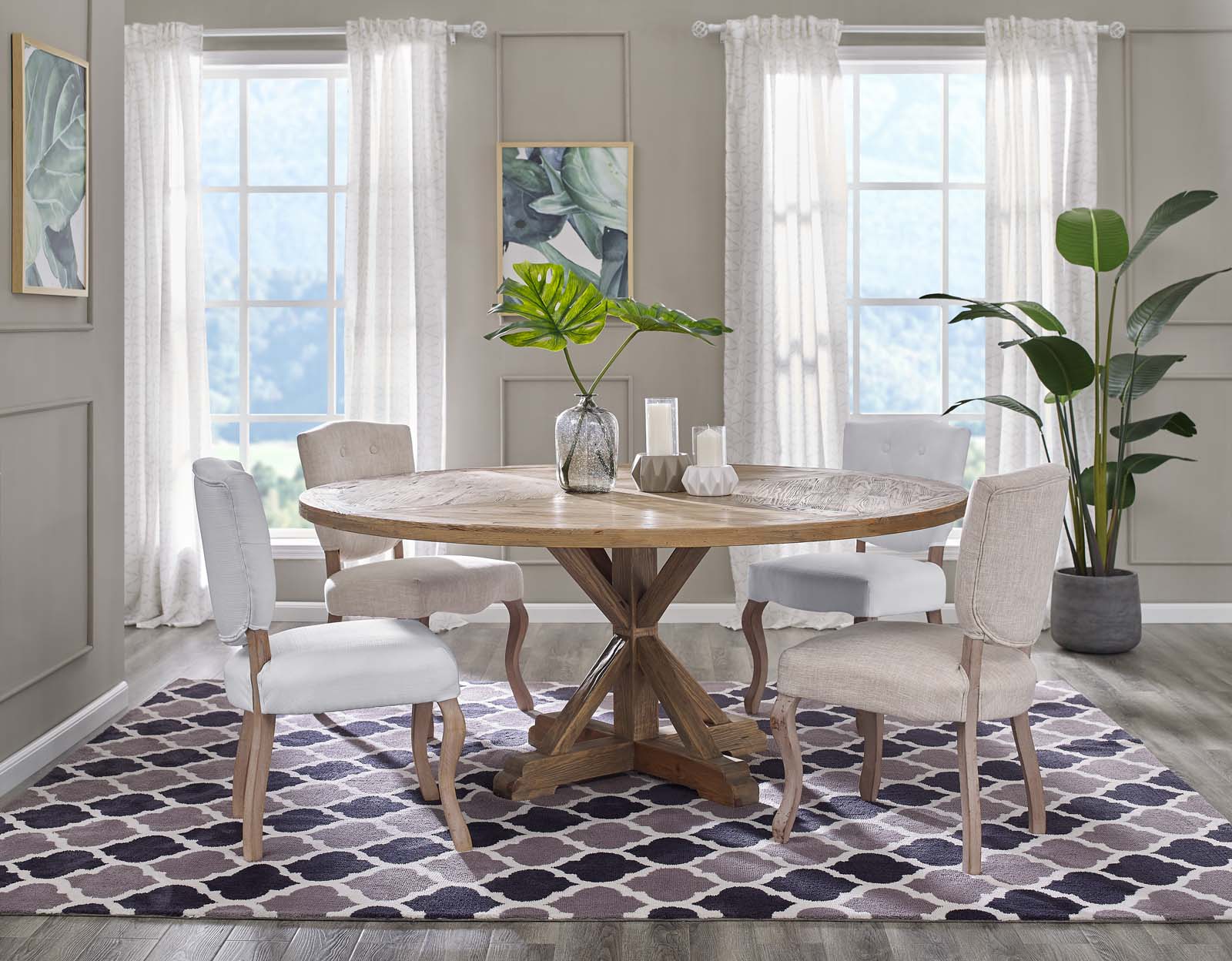 Stitch 71" Round Pine Wood Dining Table - East Shore Modern Home Furnishings