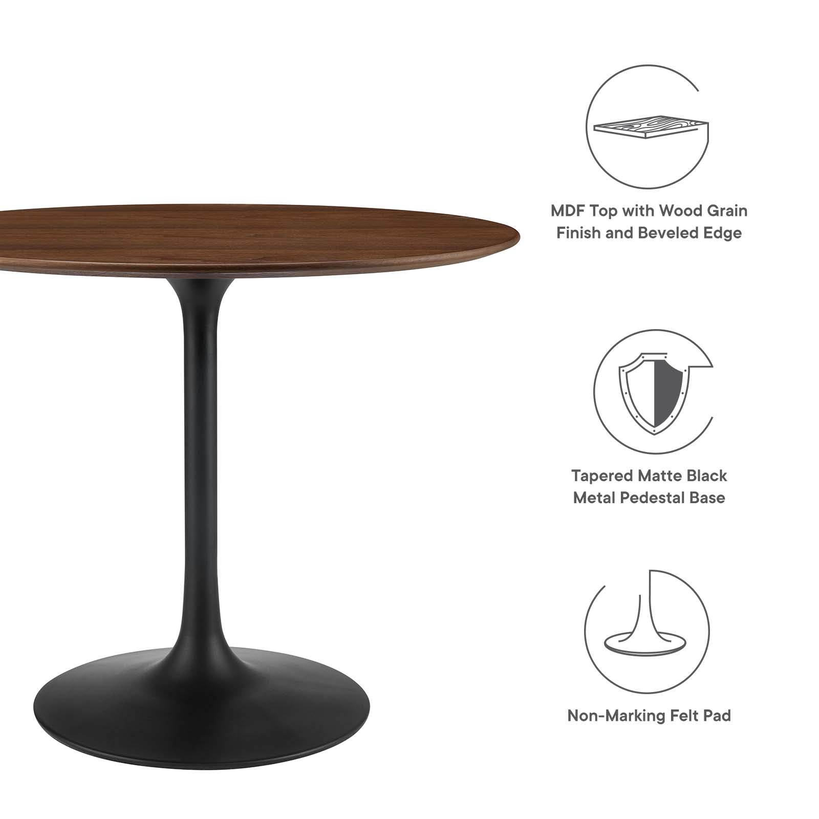 Lippa 36" Round Walnut Dining Table