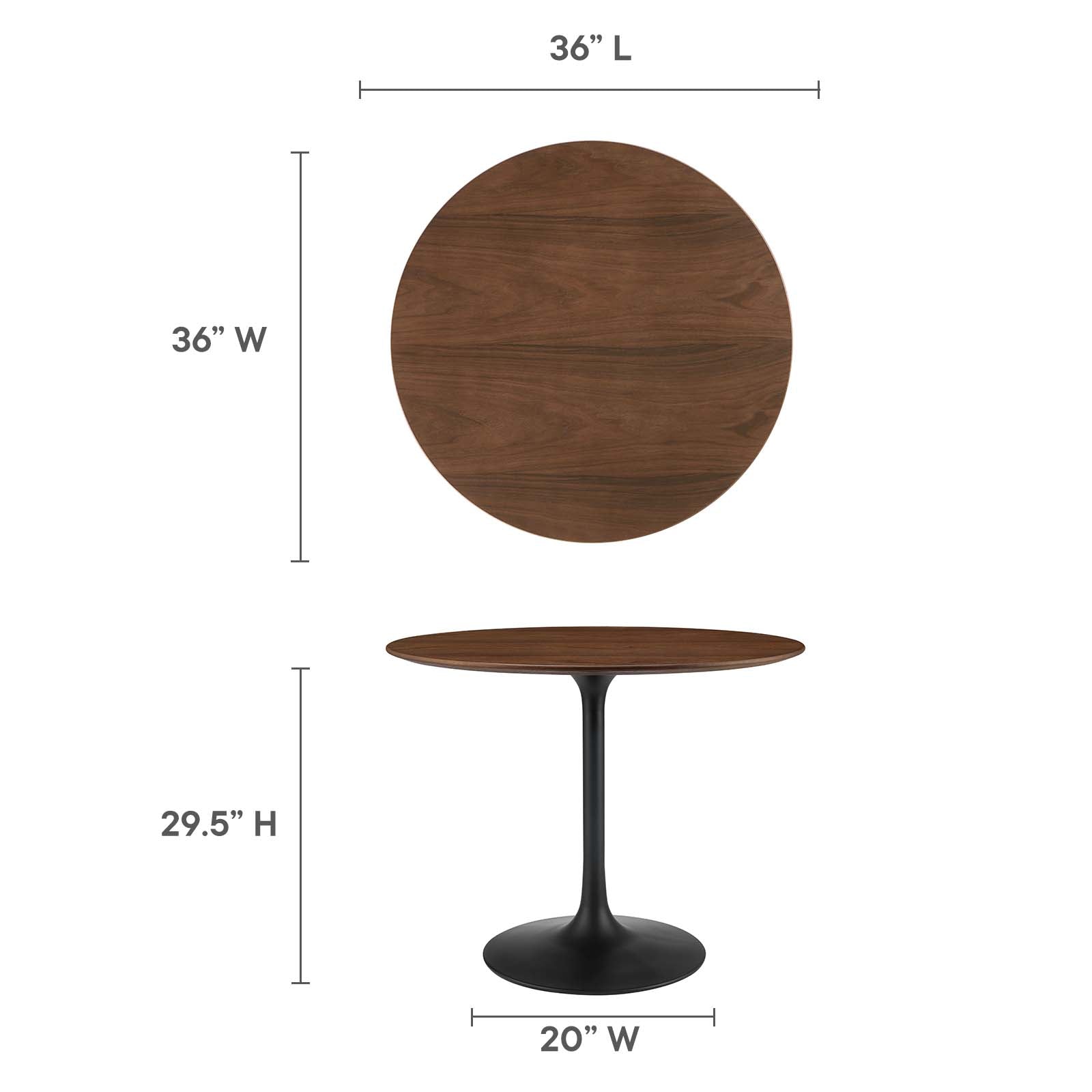 Lippa 36" Round Walnut Dining Table