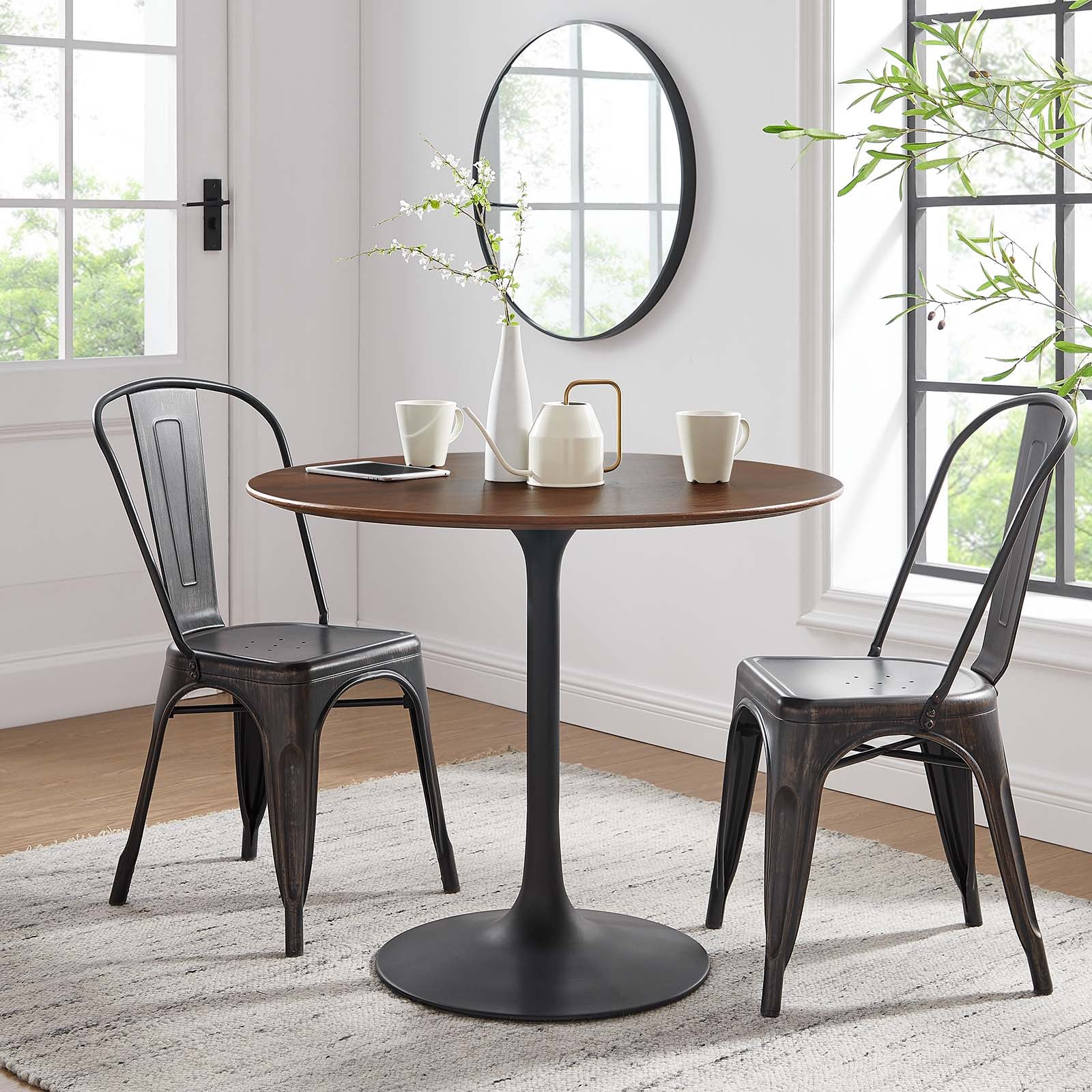 Lippa 36" Round Walnut Dining Table