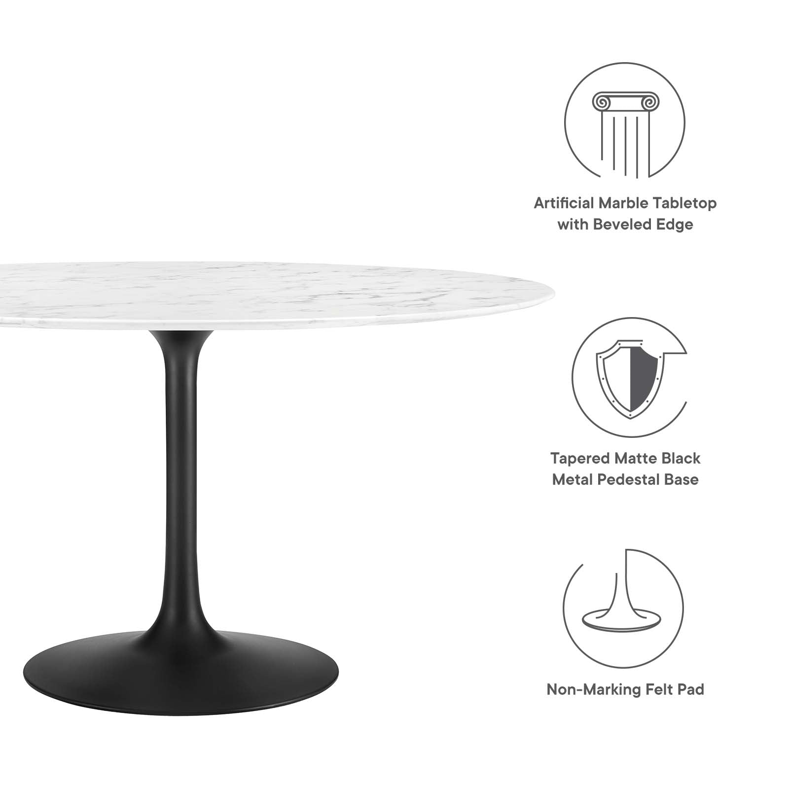 Lippa 54" Round Artificial Marble Dining Table - East Shore Modern Home Furnishings