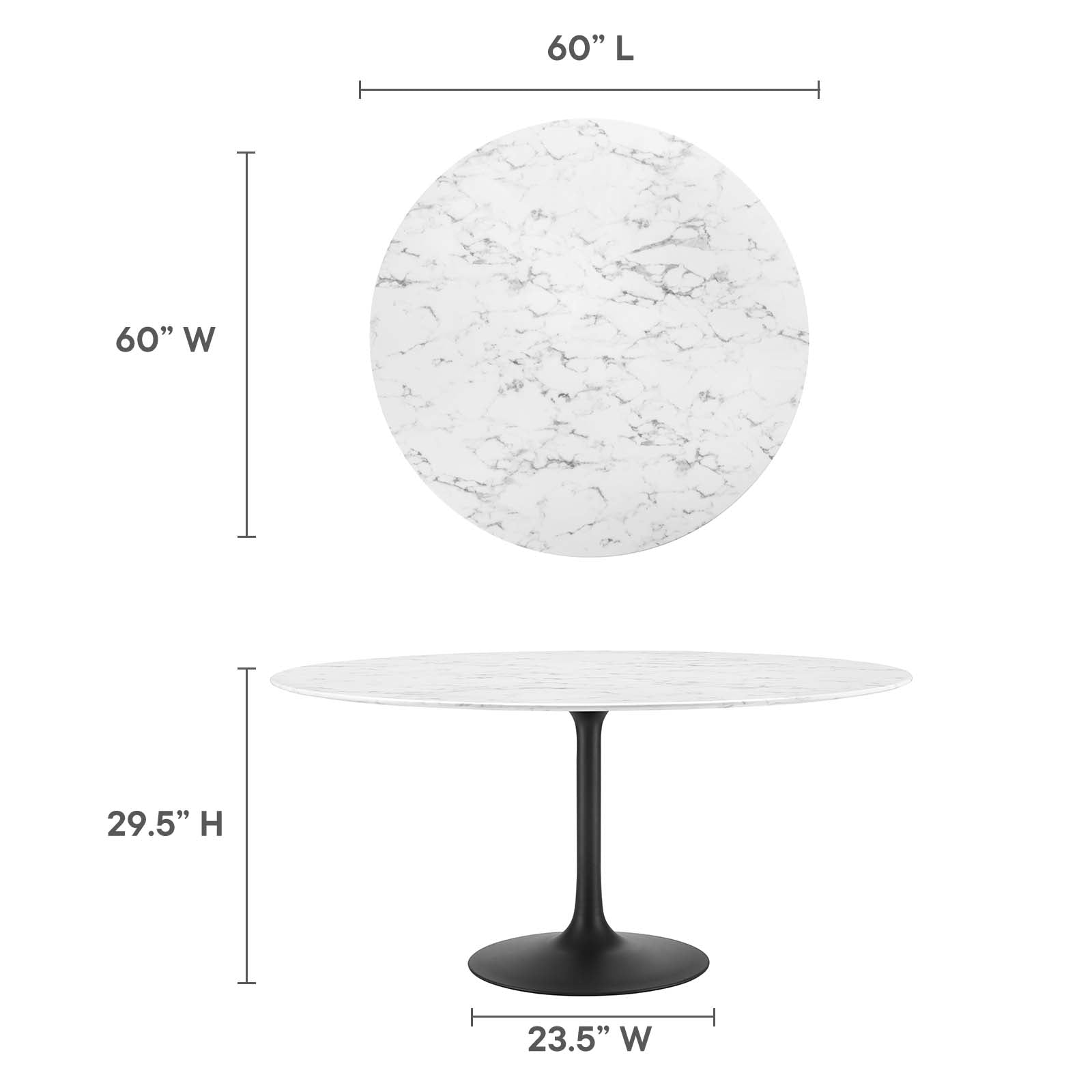 Lippa 60" Round Artificial Marble Dining Table