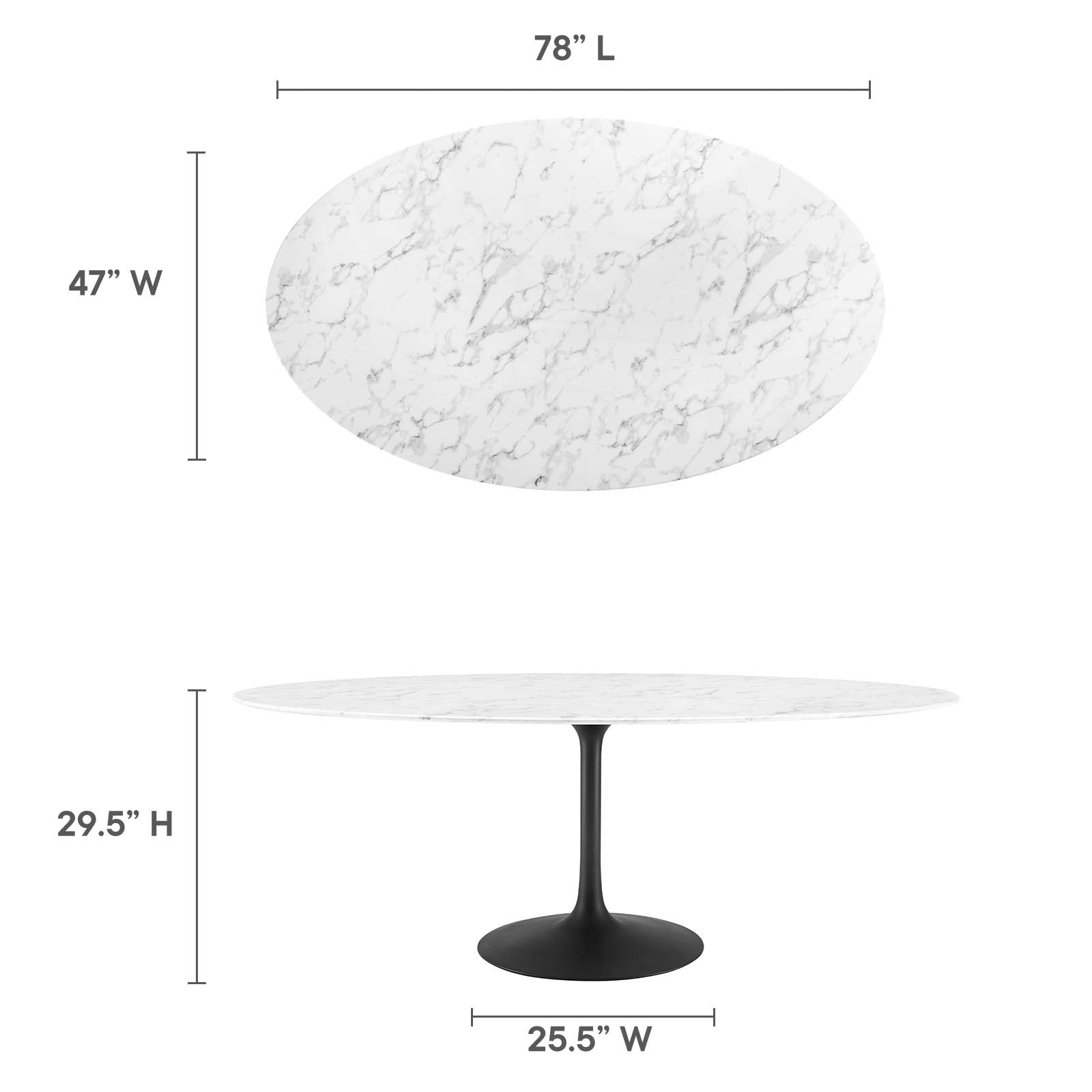 Lippa 78" Oval Artificial Marble Dining Table - East Shore Modern Home Furnishings