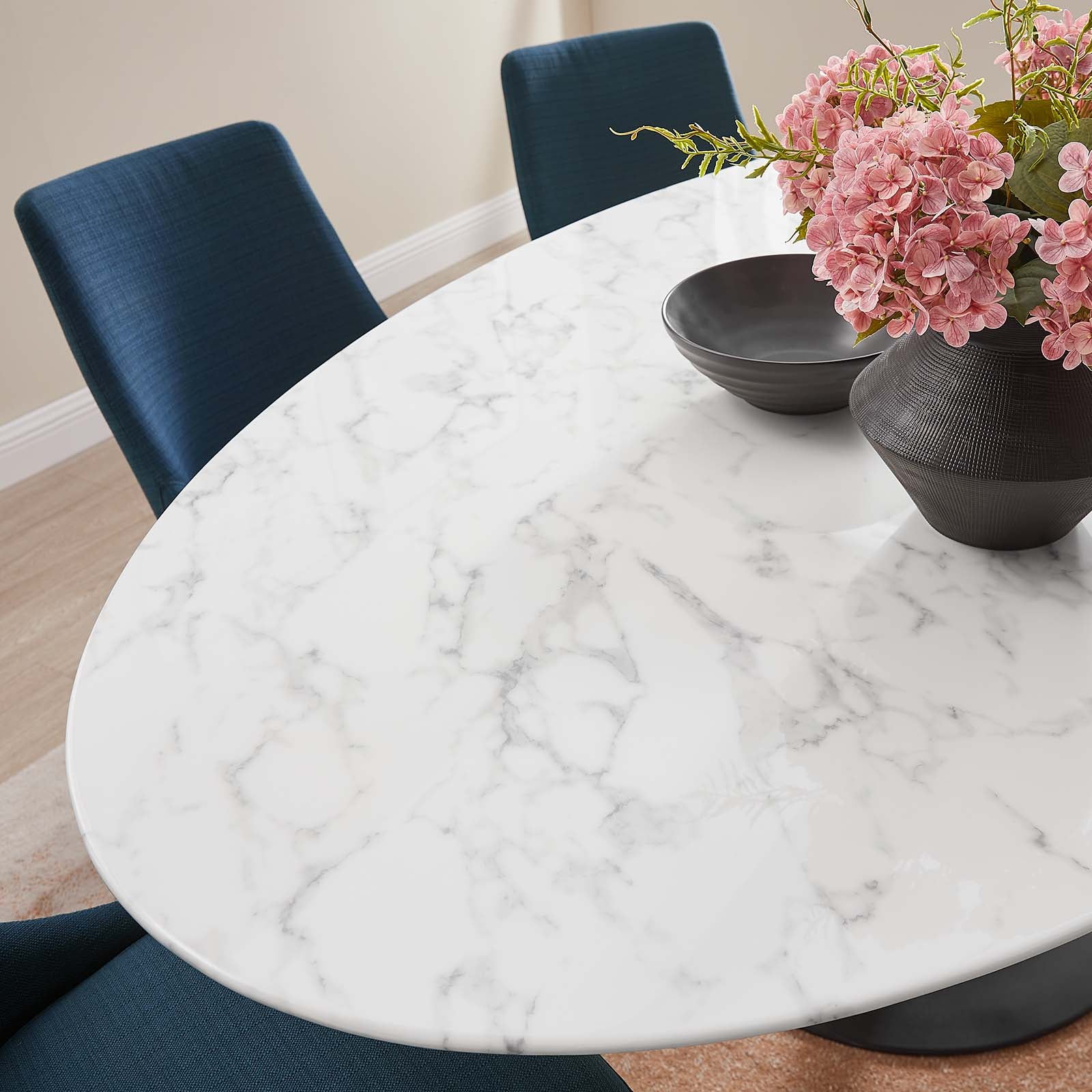 Lippa 78" Oval Artificial Marble Dining Table - East Shore Modern Home Furnishings