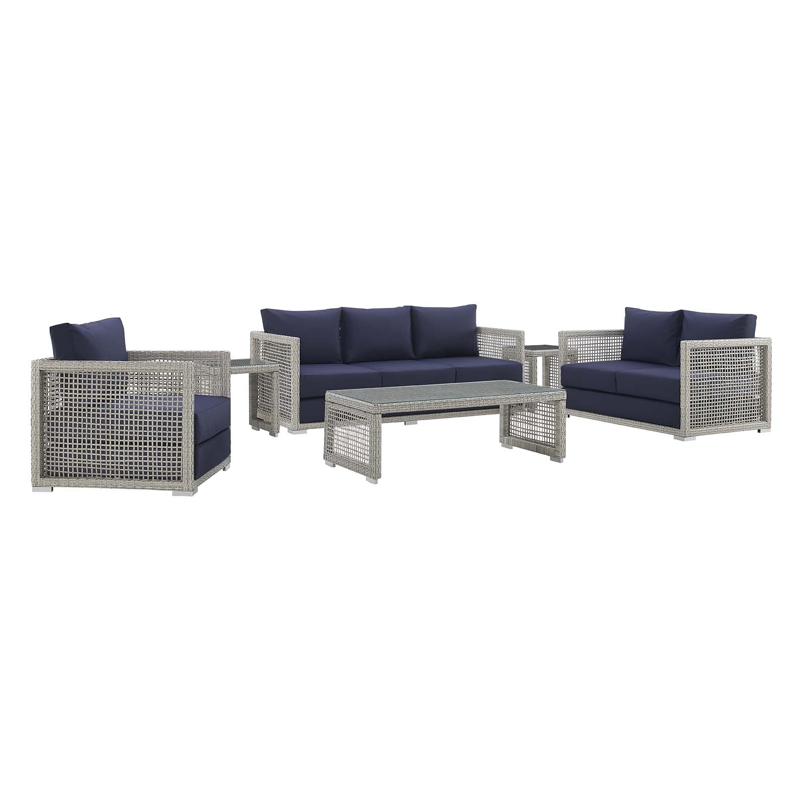 Aura 6 Piece Outdoor Patio Wicker Rattan Set - East Shore Modern Home Furnishings