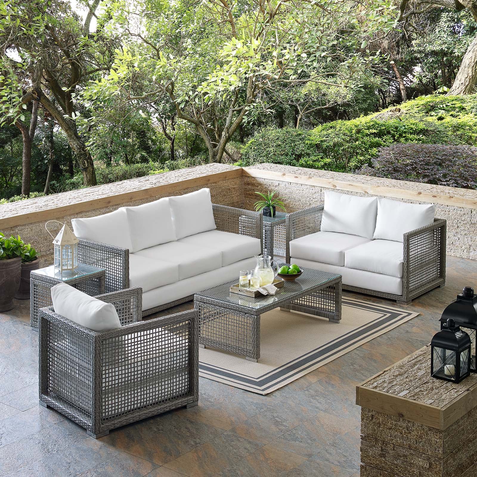 Aura 6 Piece Outdoor Patio Wicker Rattan Set - East Shore Modern Home Furnishings