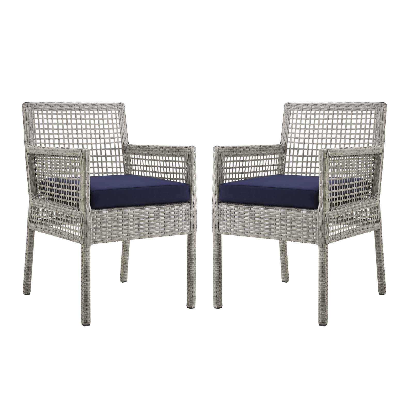 Aura Dining Armchair Outdoor Patio Wicker Rattan Set of 2 - East Shore Modern Home Furnishings