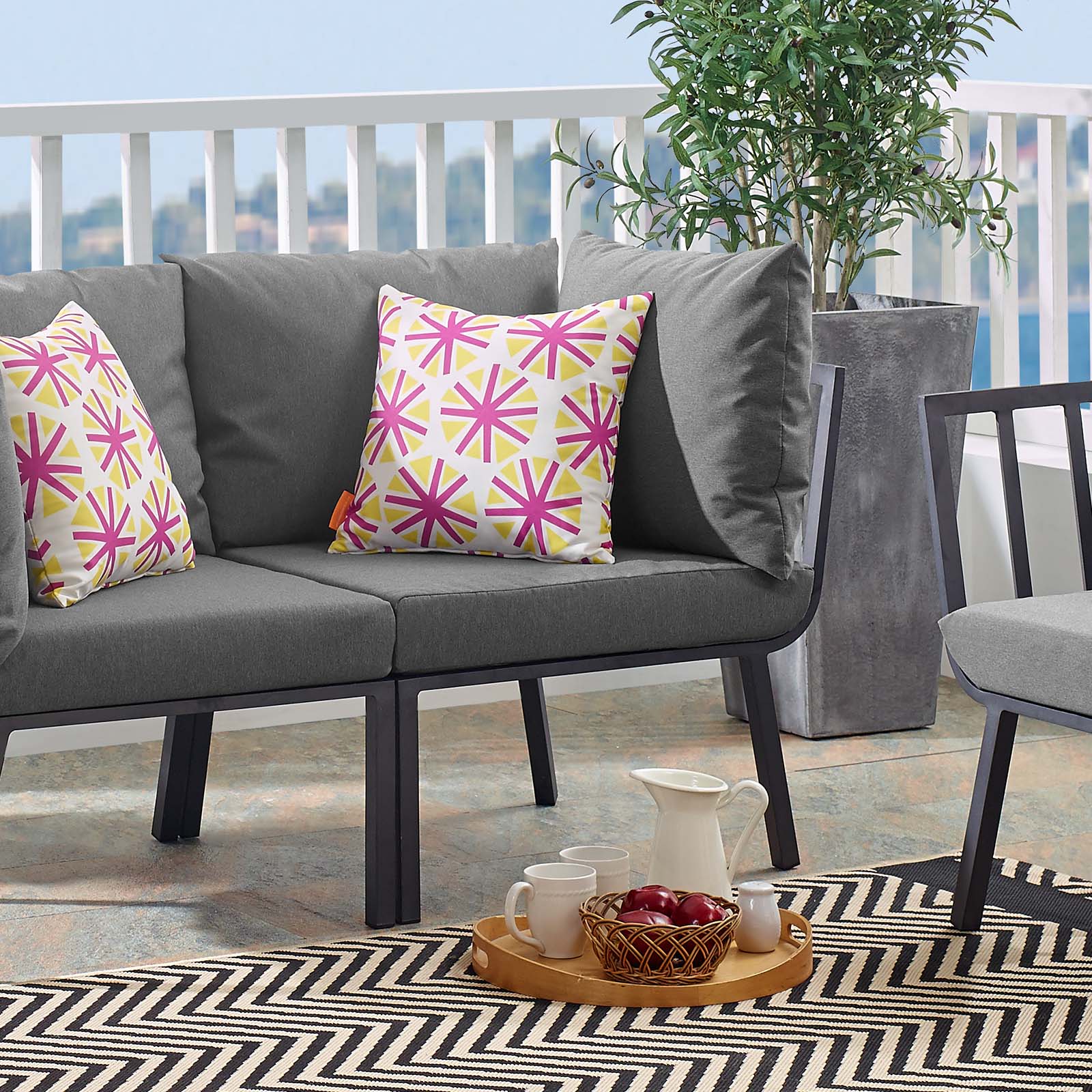 Riverside Outdoor Patio Aluminum Corner Chair - East Shore Modern Home Furnishings