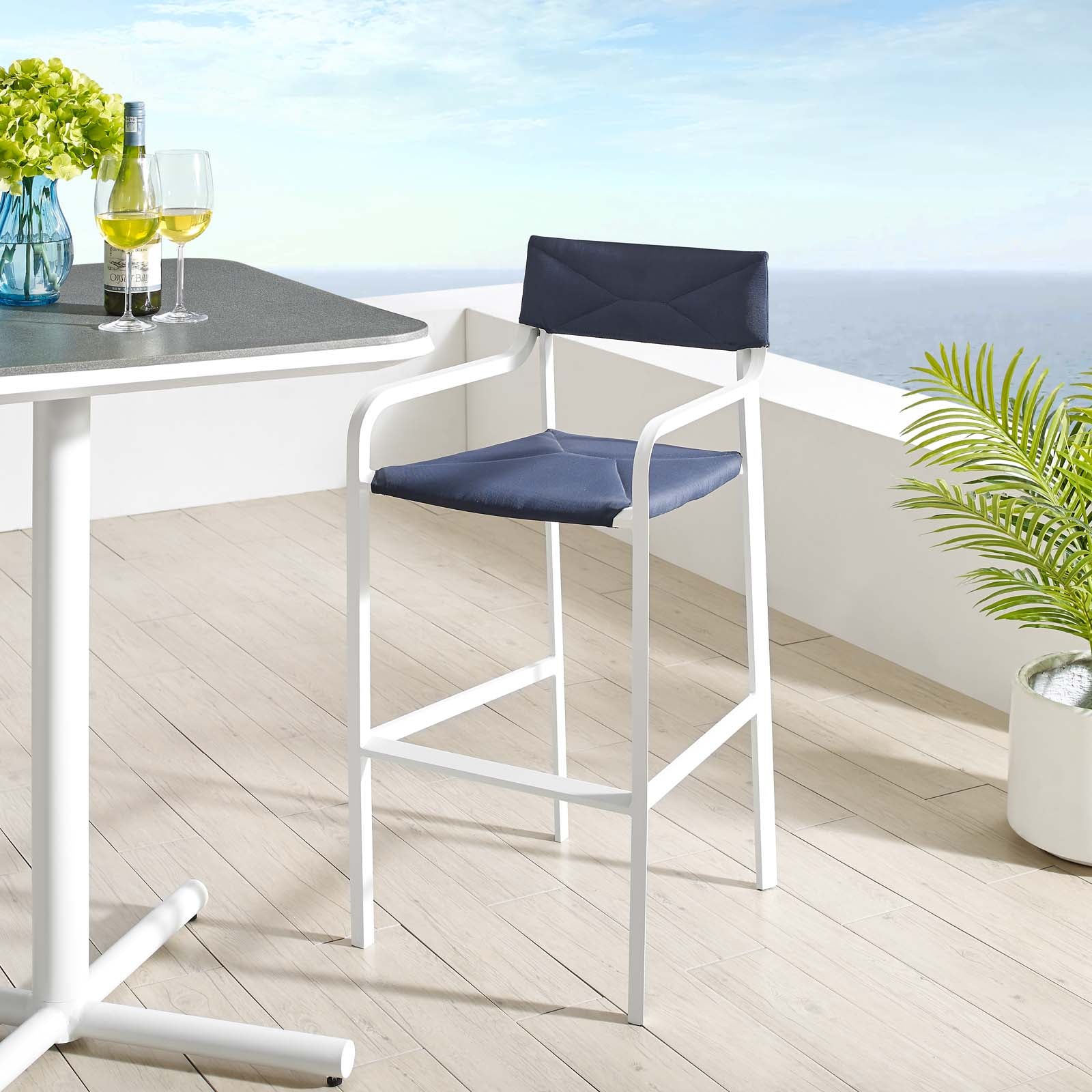 Raleigh Stackable Outdoor Patio Aluminum Bar Stool - East Shore Modern Home Furnishings