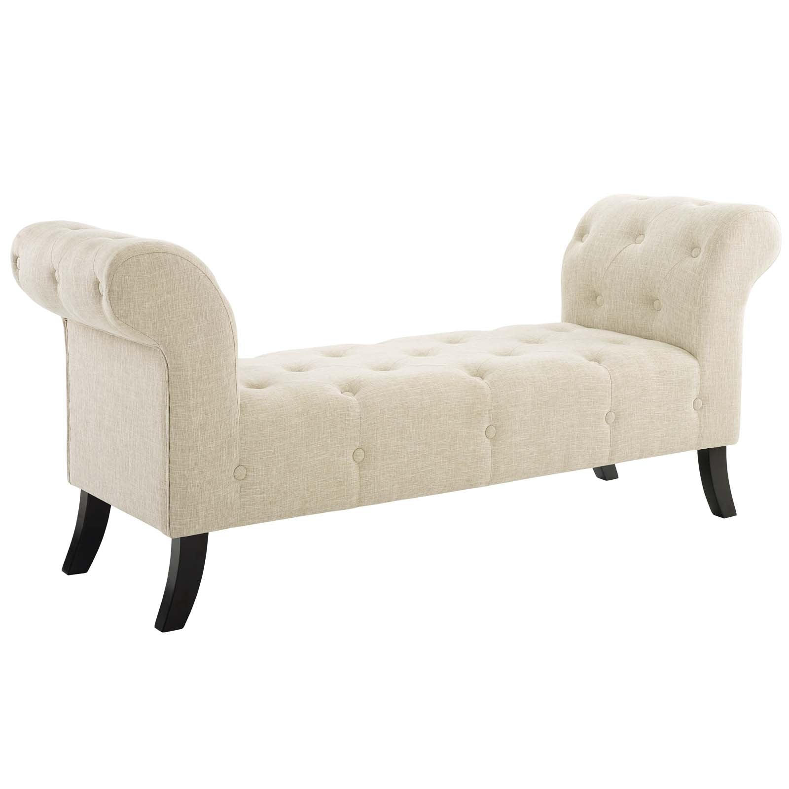 Evince Button Tufted Accent Upholstered Fabric Bench - East Shore Modern Home Furnishings