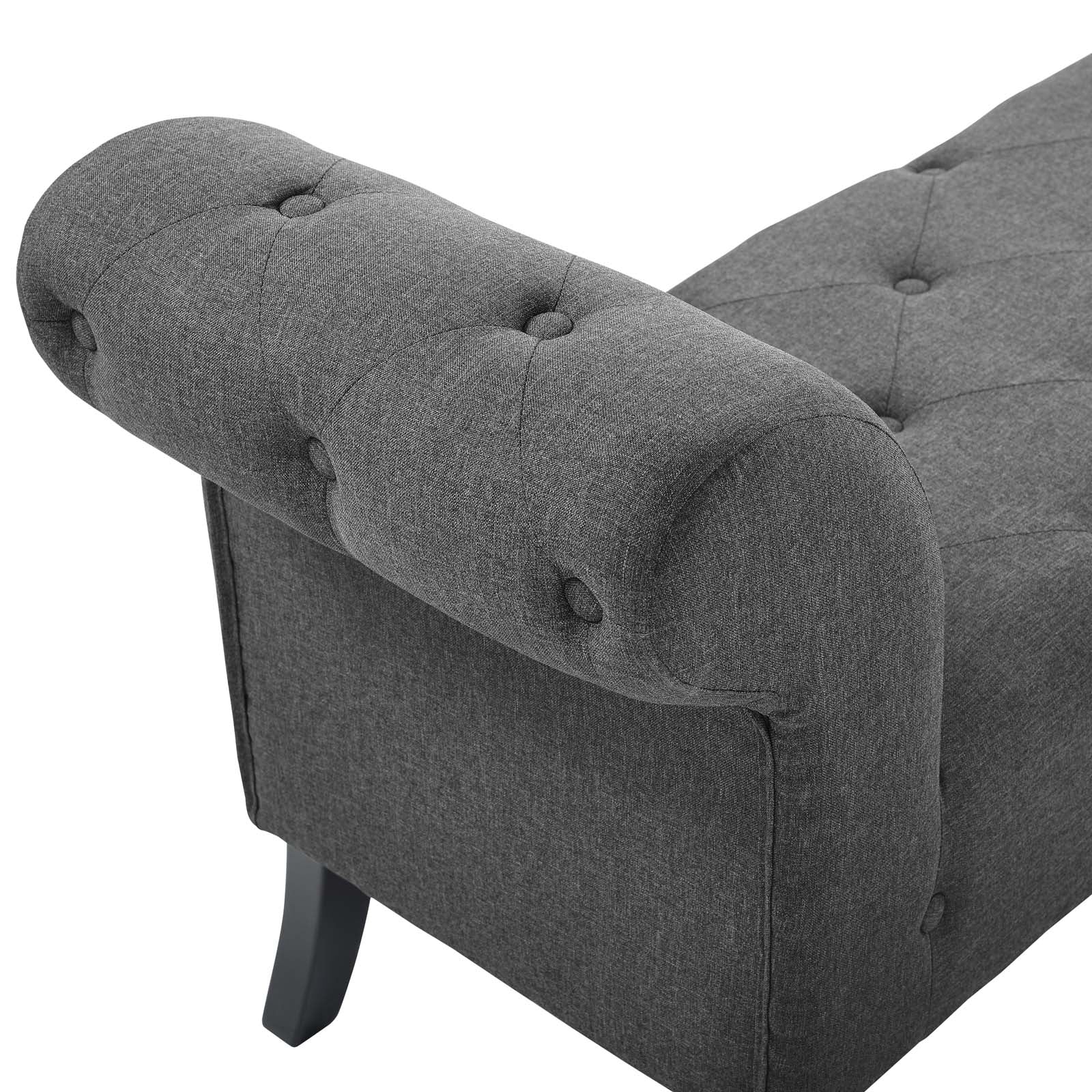 Evince Button Tufted Accent Upholstered Fabric Bench