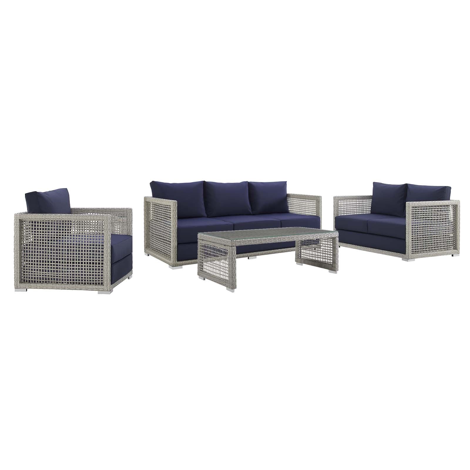 Aura 4 Piece Outdoor Patio Wicker Rattan Set - East Shore Modern Home Furnishings