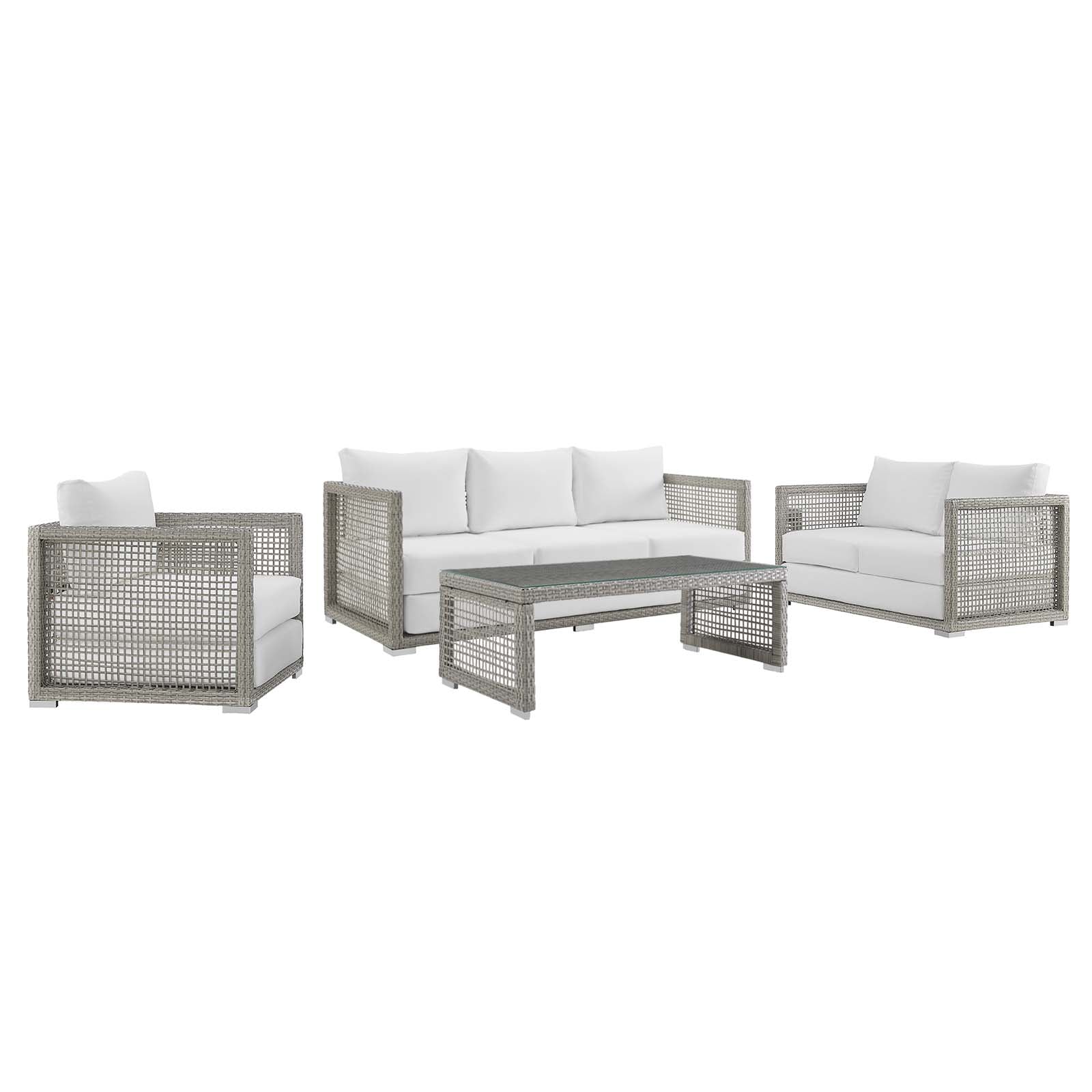 Aura 4 Piece Outdoor Patio Wicker Rattan Set - East Shore Modern Home Furnishings