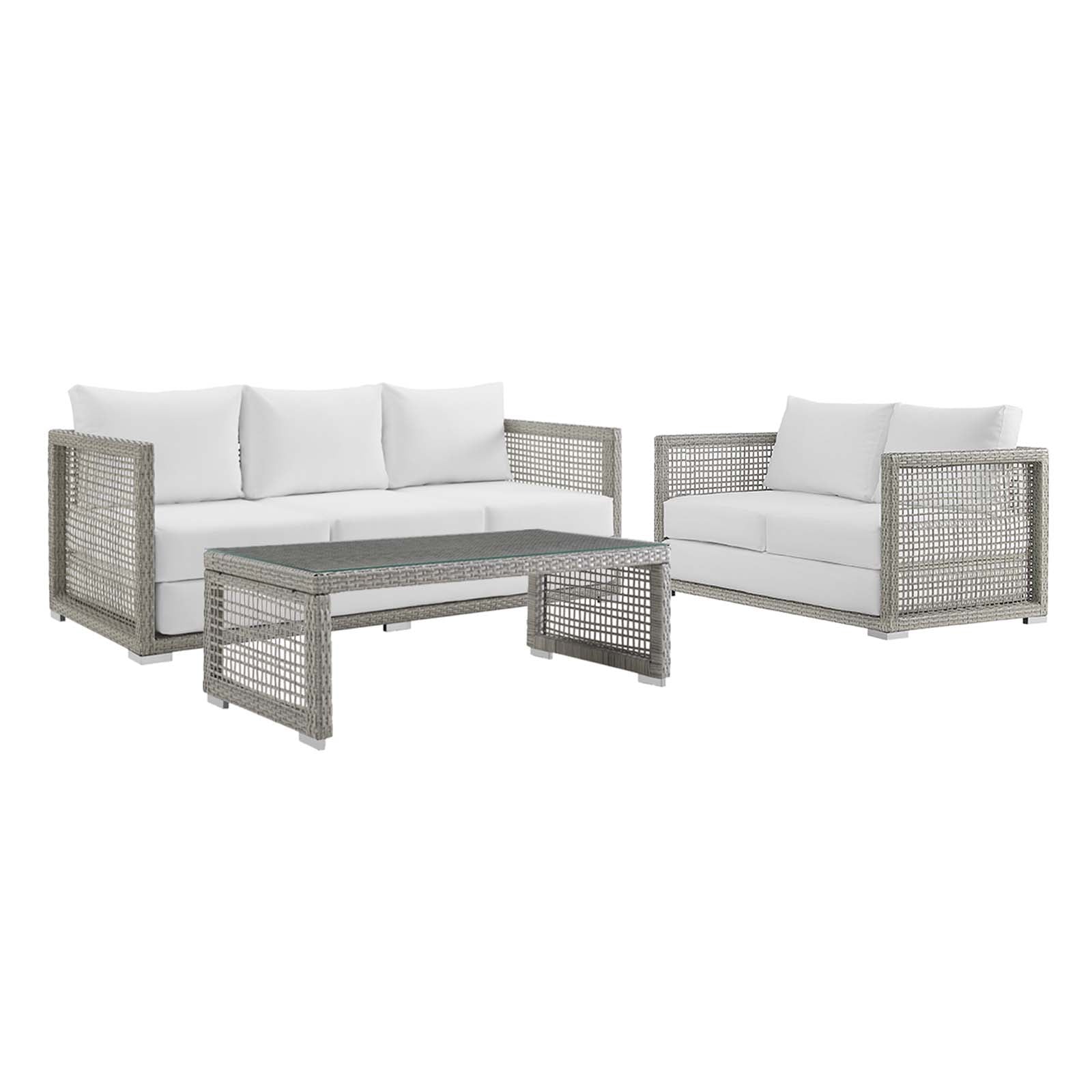 Aura 3 Piece Outdoor Patio Wicker Rattan Set - East Shore Modern Home Furnishings