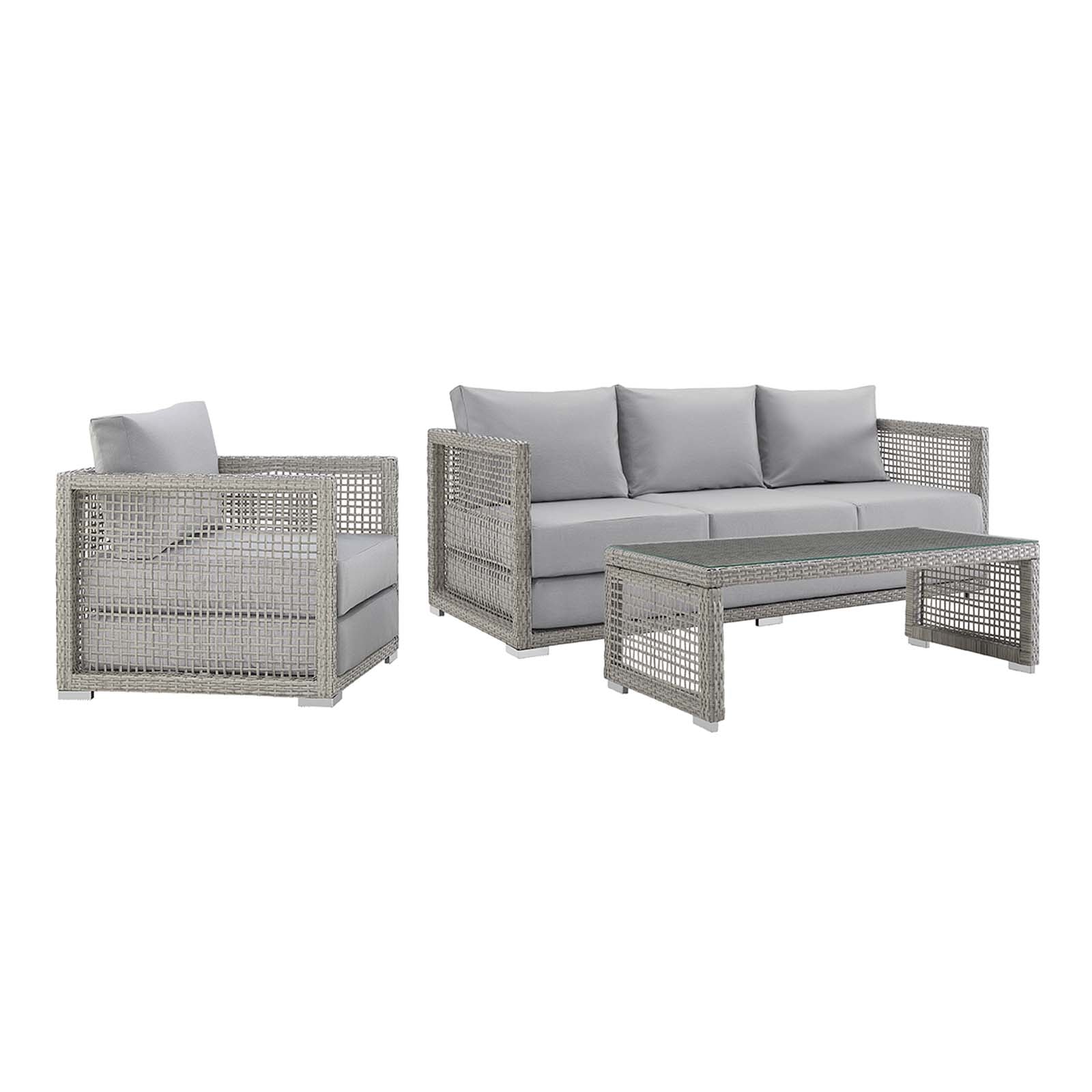 Aura 3 Piece Outdoor Patio Wicker Rattan Set - East Shore Modern Home Furnishings