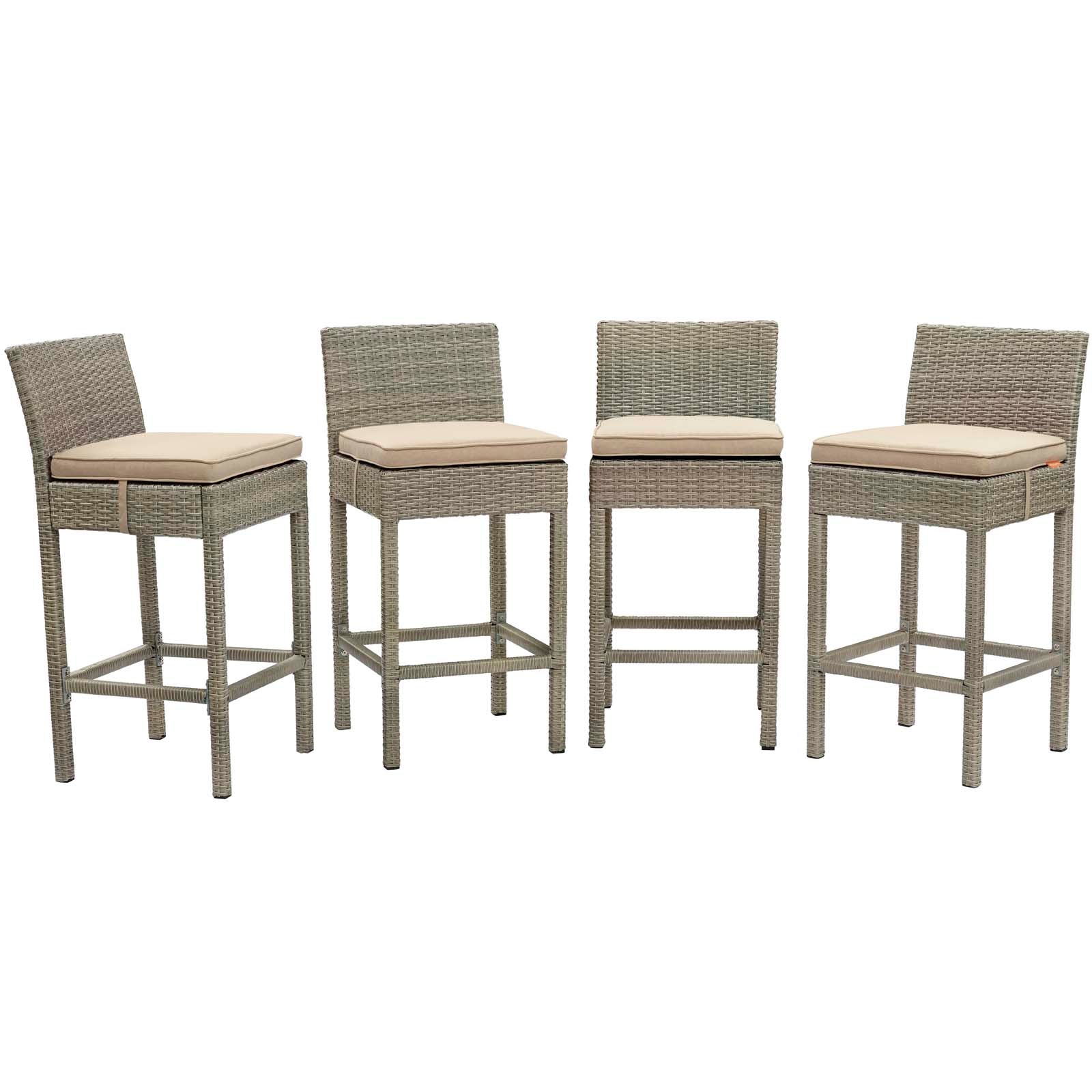 Conduit Bar Stool Outdoor Patio Wicker Rattan Set of 4 - East Shore Modern Home Furnishings