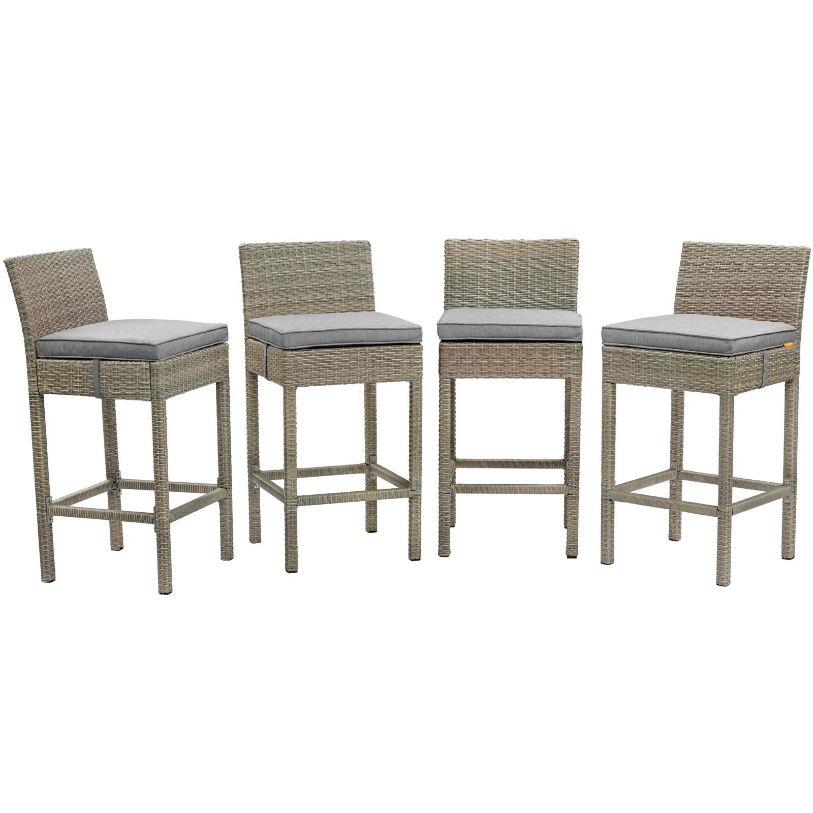 Conduit Bar Stool Outdoor Patio Wicker Rattan Set of 4 - East Shore Modern Home Furnishings