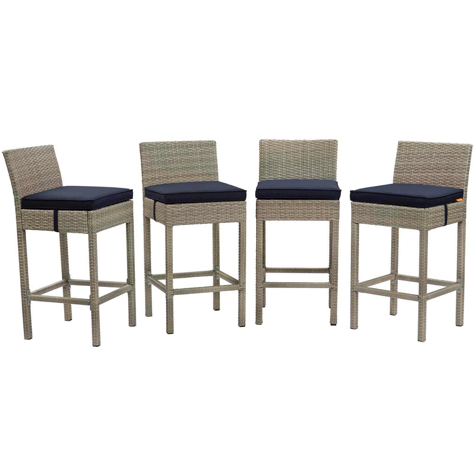 Conduit Bar Stool Outdoor Patio Wicker Rattan Set of 4 - East Shore Modern Home Furnishings