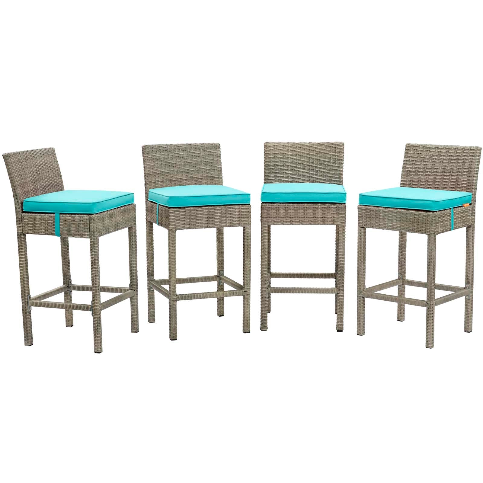 Conduit Bar Stool Outdoor Patio Wicker Rattan Set of 4 - East Shore Modern Home Furnishings