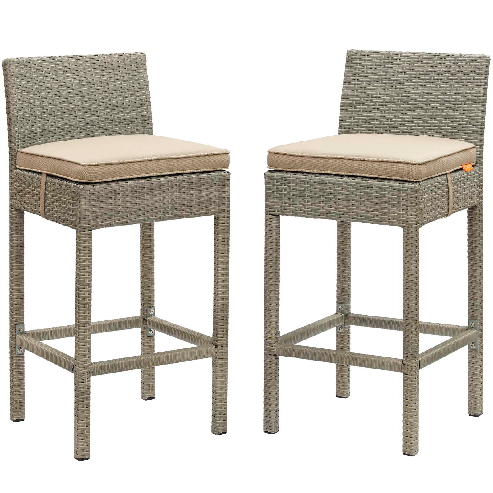 Conduit Bar Stool Outdoor Patio Wicker Rattan Set of 2 - East Shore Modern Home Furnishings