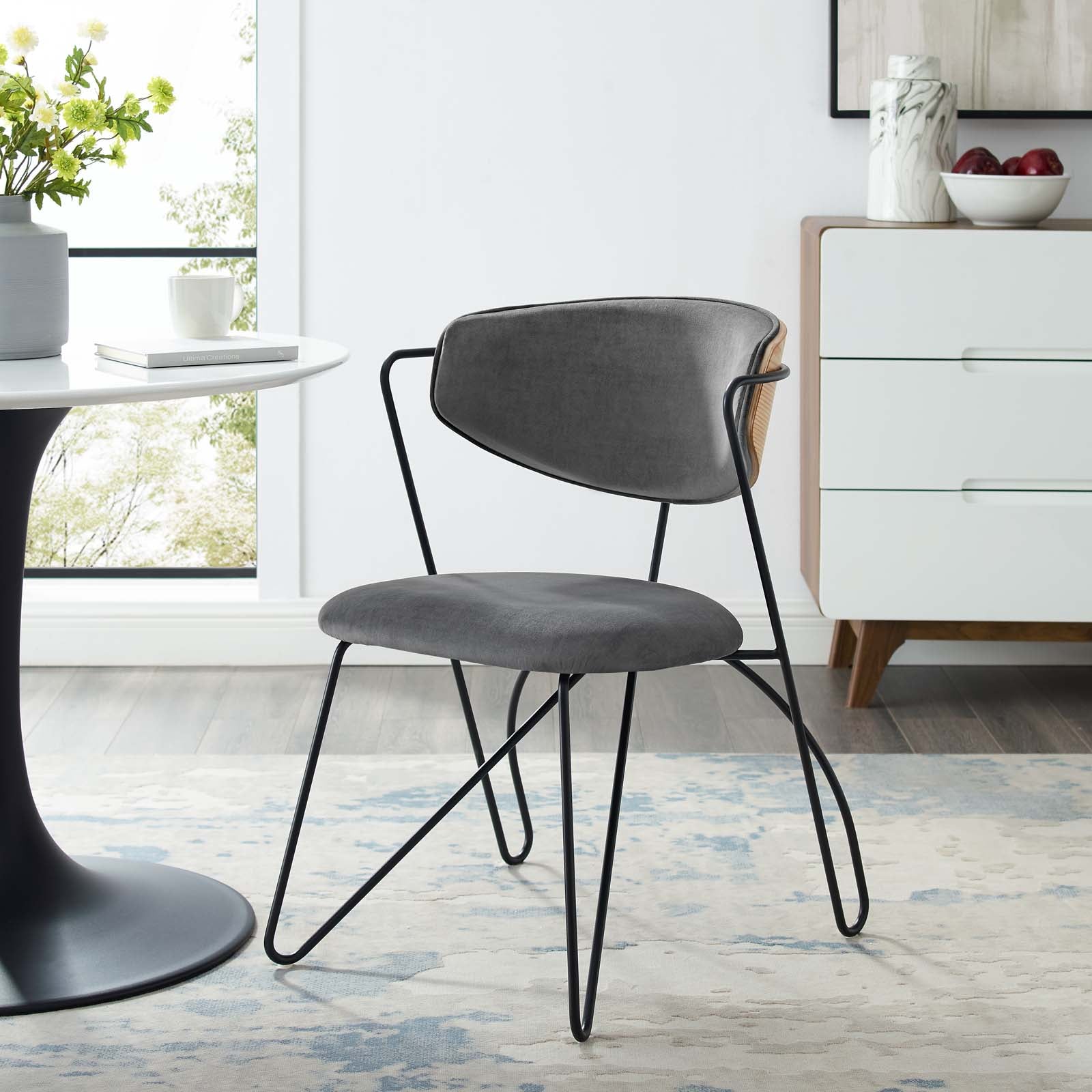 Prevail Black Frame Dining and Accent Performance Velvet Chair - East Shore Modern Home Furnishings