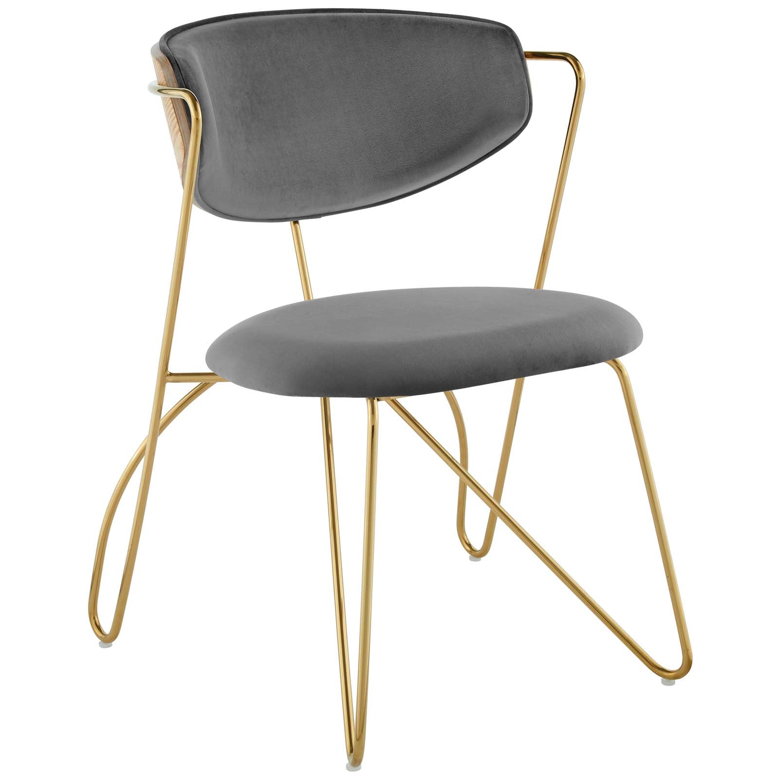 Prevail Gold Stainless Steel Dining and Accent Performance Velvet Chair - East Shore Modern Home Furnishings