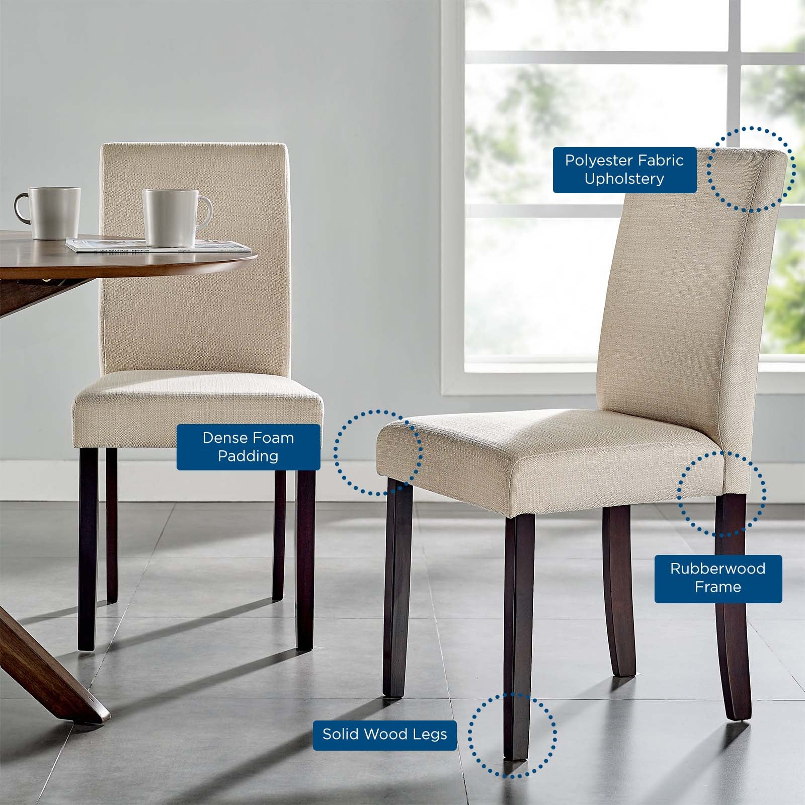 Prosper Upholstered Fabric Dining Side Chair Set of 2 - East Shore Modern Home Furnishings