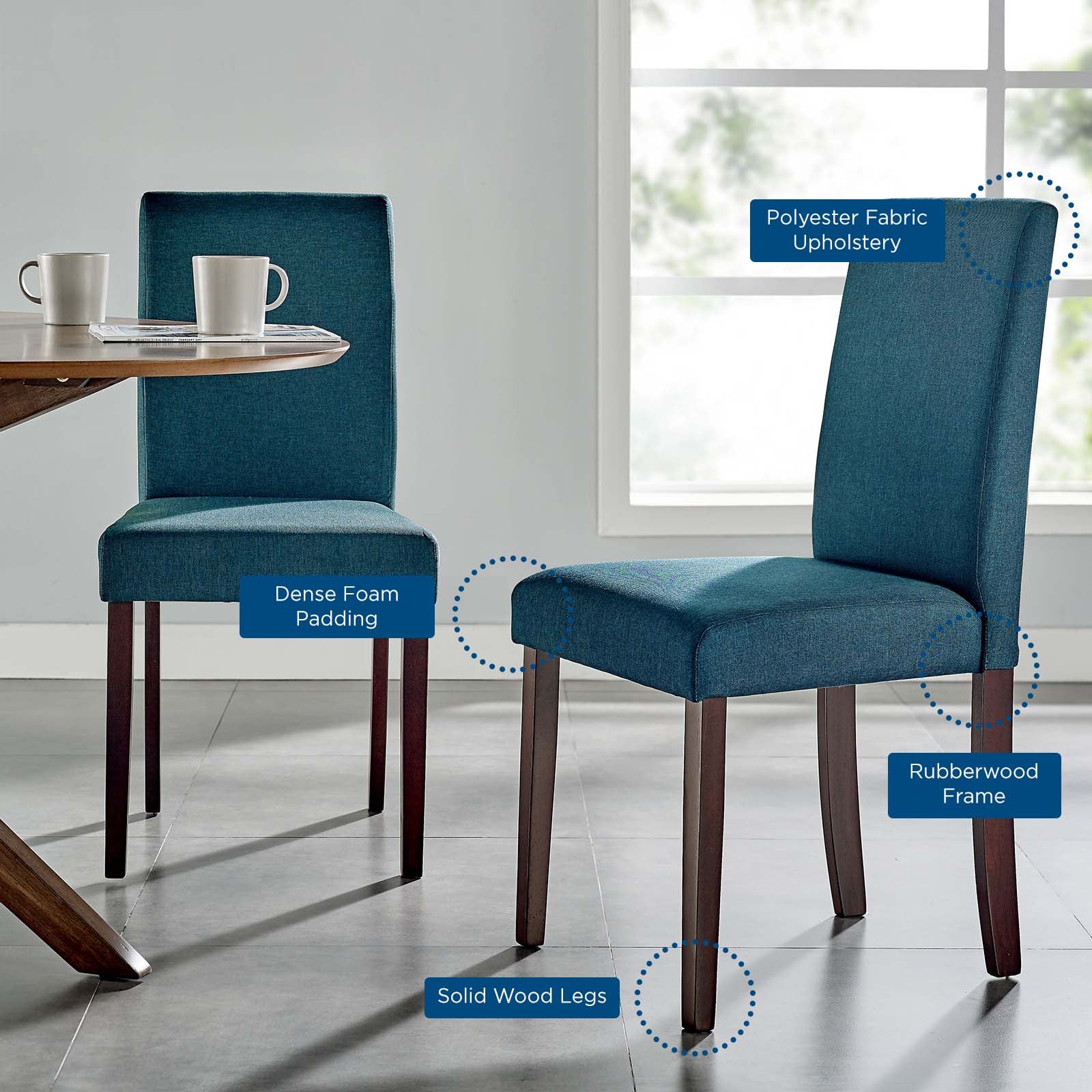 Prosper Upholstered Fabric Dining Side Chair Set of 2 - East Shore Modern Home Furnishings