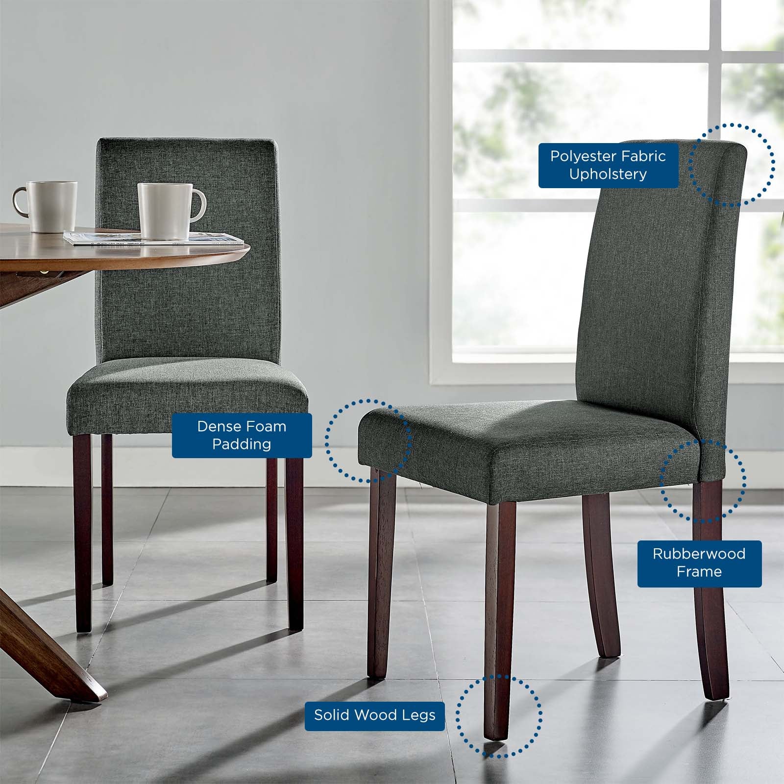 Prosper Upholstered Fabric Dining Side Chair Set of 2 - East Shore Modern Home Furnishings