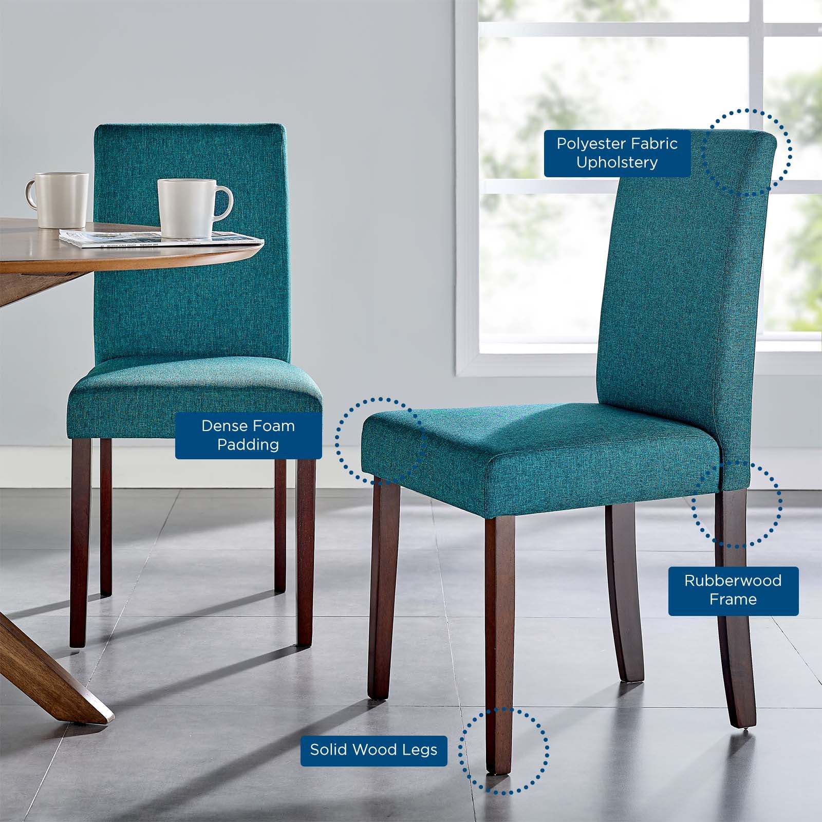 Prosper Upholstered Fabric Dining Side Chair Set of 2 - East Shore Modern Home Furnishings