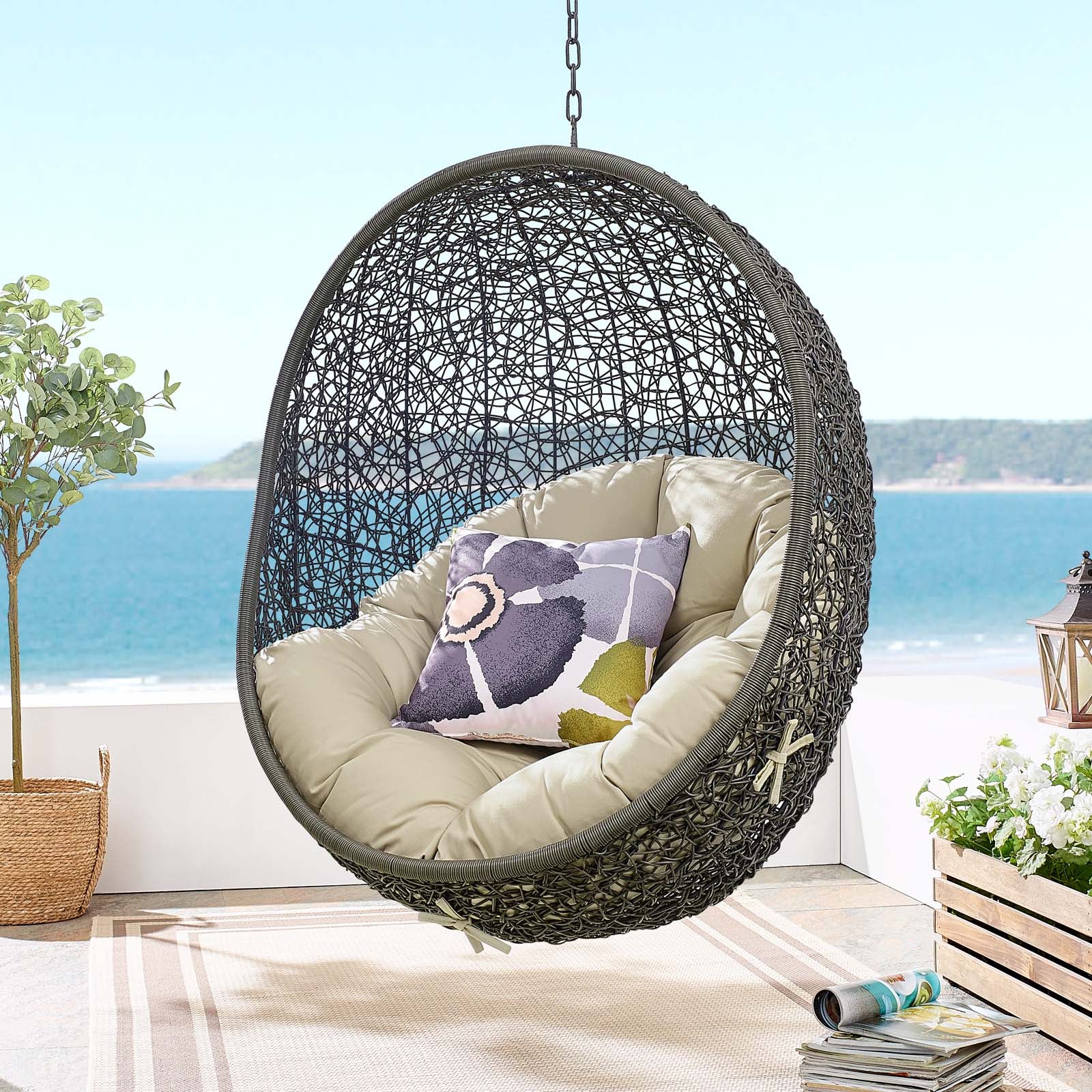 Hide Sunbrella® Fabric Swing Outdoor Patio Lounge Chair Without Stand