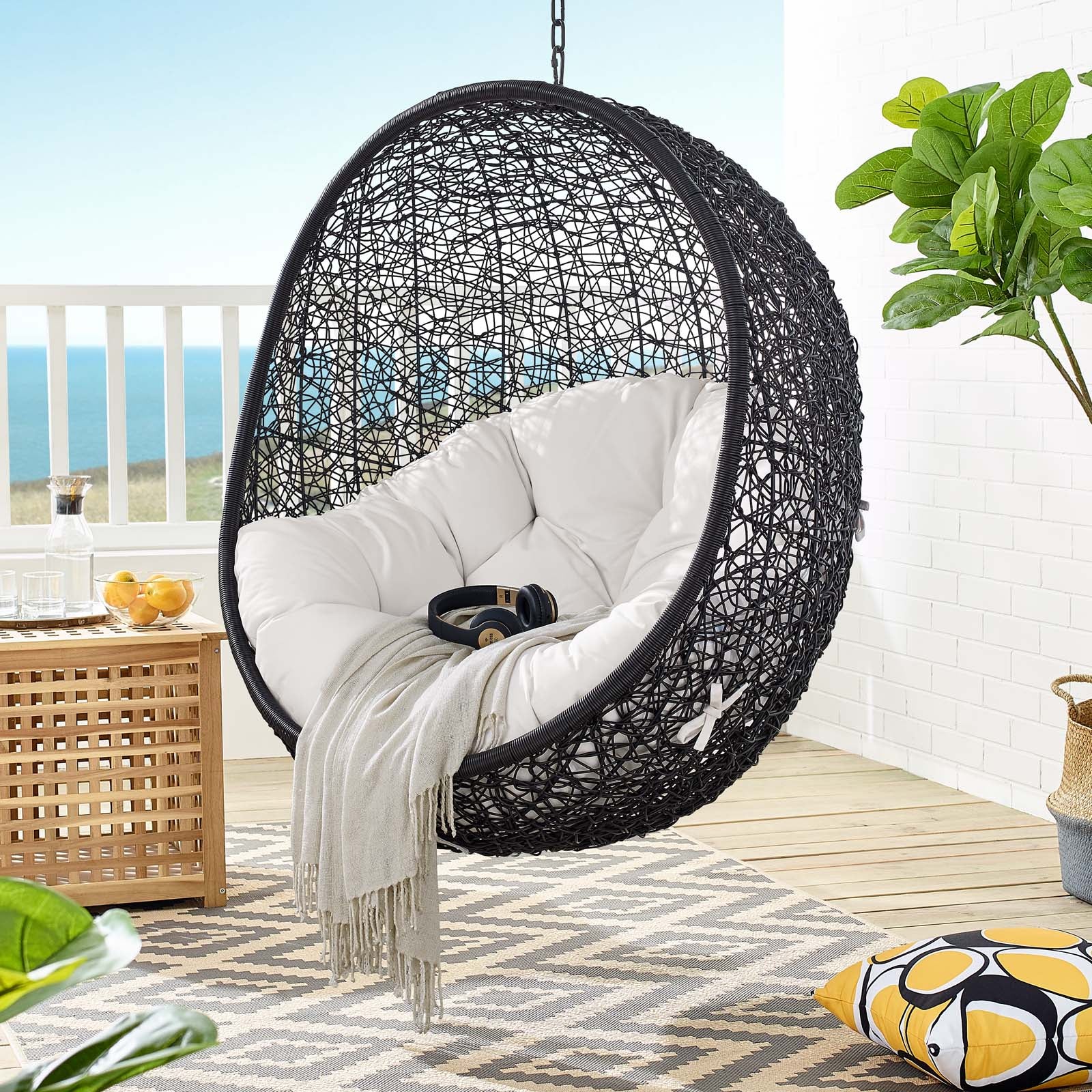 Encase Sunbrella® Fabric Swing Outdoor Patio Lounge Chair Without Stand