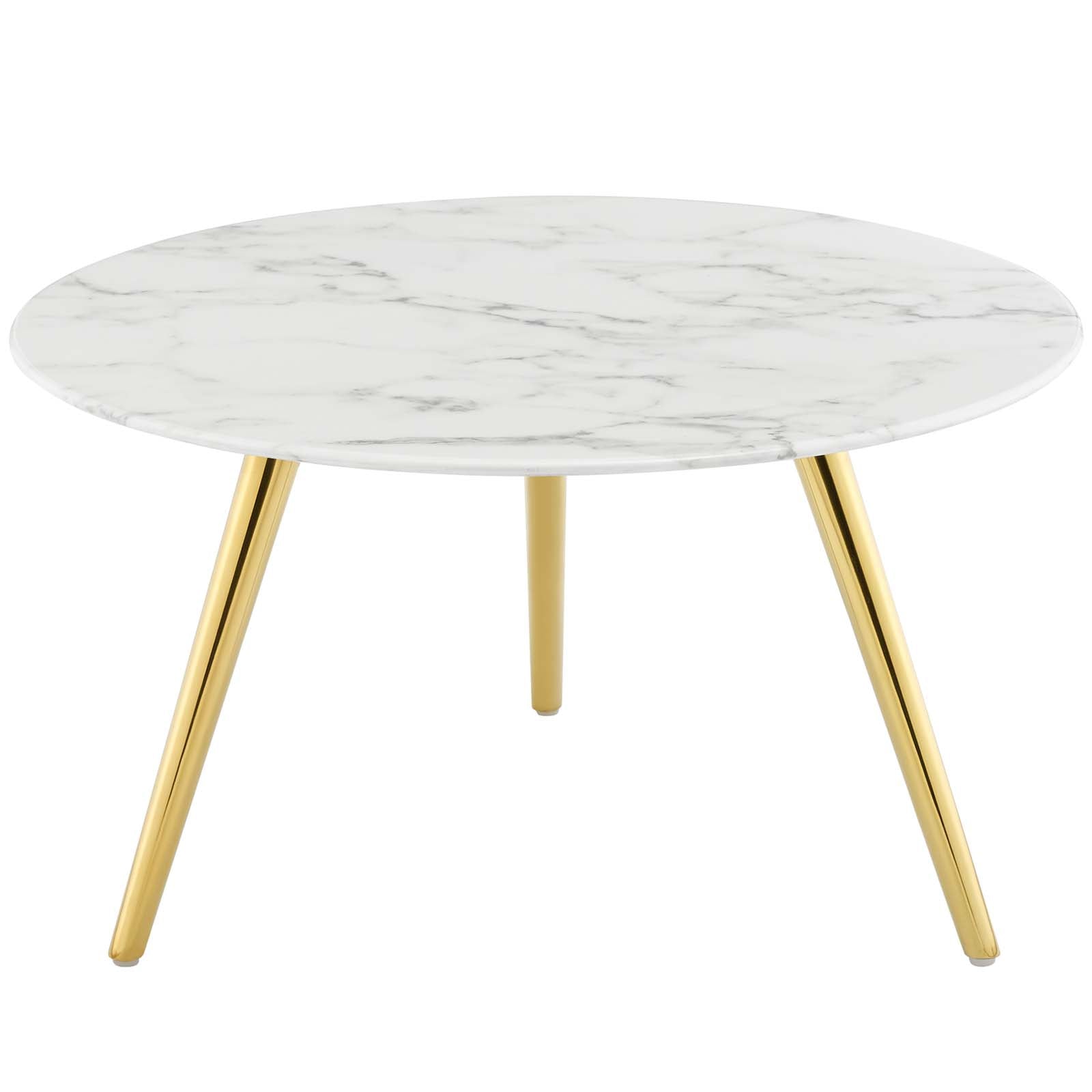 Lippa 28" Round Artificial Marble Coffee Table with Tripod Base