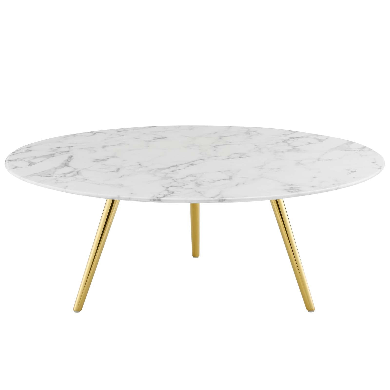 Lippa 40" Round Artificial Marble Coffee Table with Tripod Base - East Shore Modern Home Furnishings