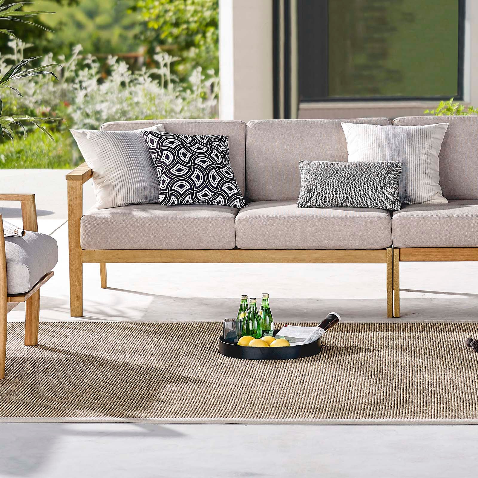 Sedona Outdoor Patio Eucalyptus Wood Right-Facing Loveseat - East Shore Modern Home Furnishings